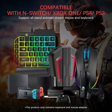 UrChoiceLtd Einhandverdrahtete mechanische Feel mit Hintergrundbeleuchtung Tastatur- und Maus-Set, mit Hintergrundbeleuchtung+RGB Gaming Mouse +LED-Wandler