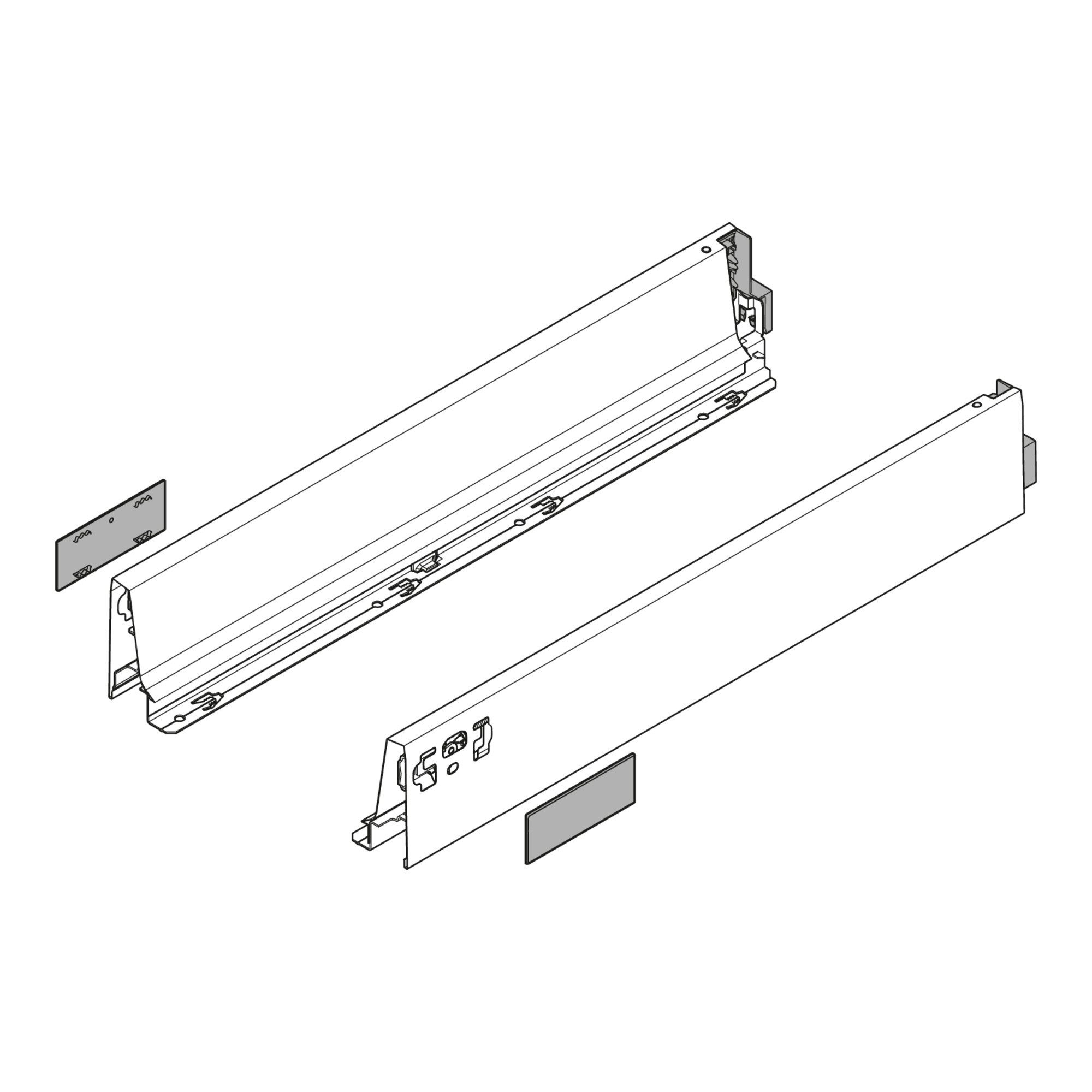 blum Teleskop-Vollauszug Blum TANDEMBOX Zarge, Höhe M 83 mm, NL 650 mm, links/rechts, für TANDE
