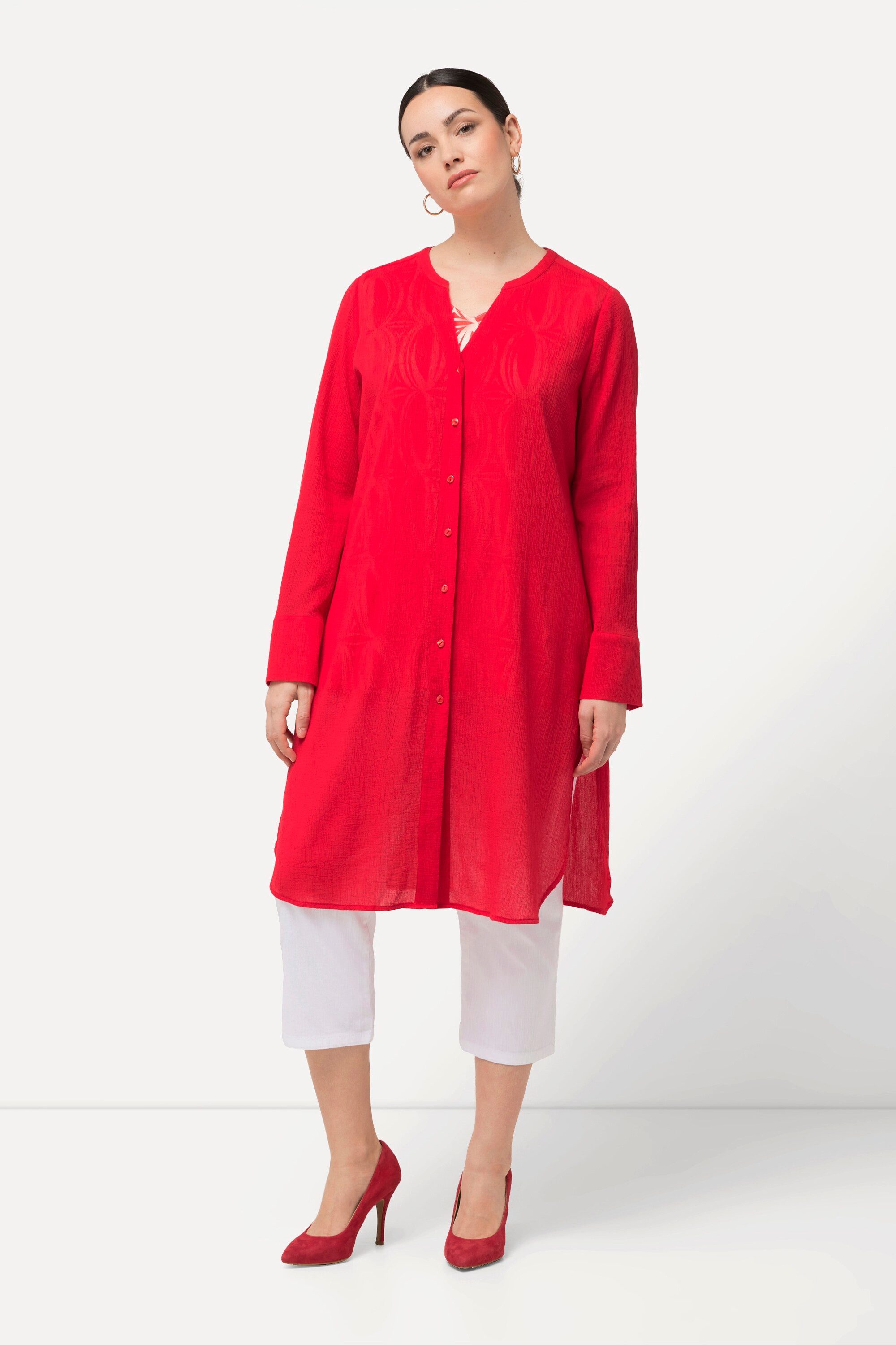 Ulla Popken Longbluse Longbluse Struktur A-Linie günstig online kaufen