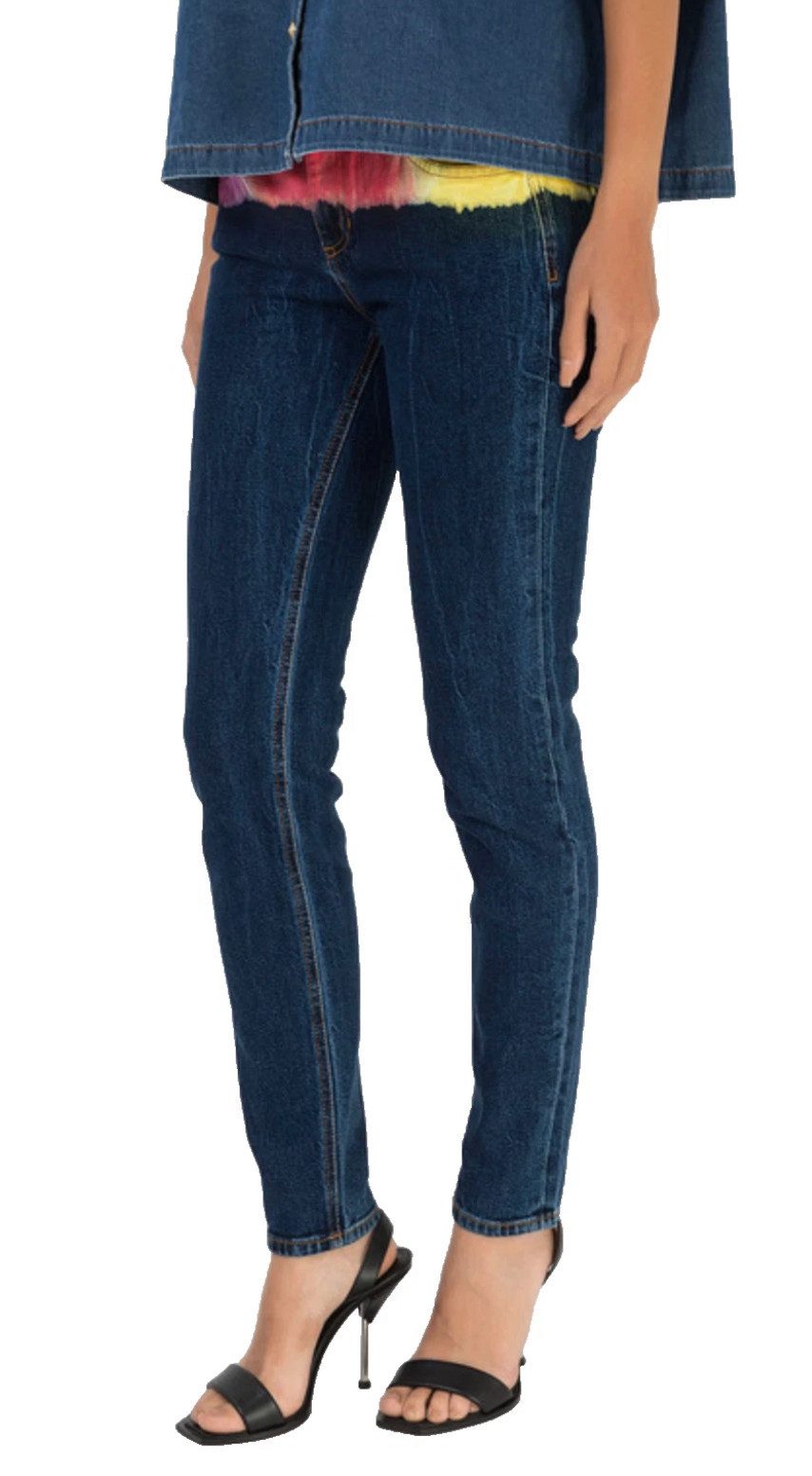 Versace 5-Pocket-Jeans Tie-Dye Slim Jeans Denim Hose Auffälliger Tie-Dye- / Batik-Effekt im oberen Bereich