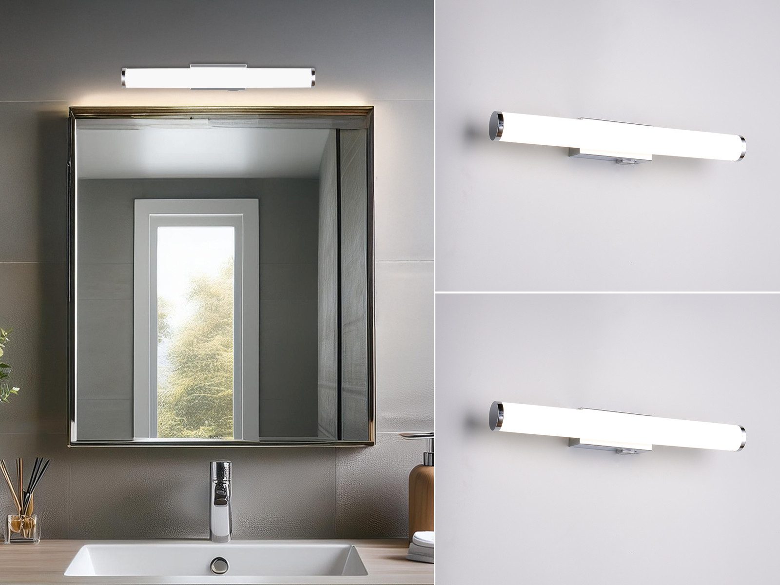 TRIO Leuchten LED Spiegelleuchte, LED fest integriert, Neutralweiß, 2er SET Bad-lampen für Badezimmer-spiegel mit Schalter, Breite 40cm