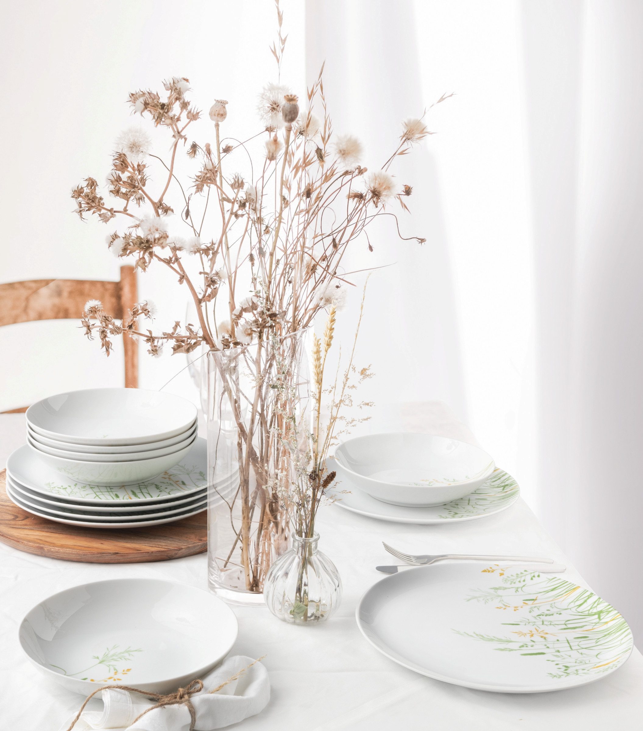 Seltmann Weiden Tafelservice Teller Set, Geschirr-Set, 12 Teile, Liberty Meadow Grasses (12-tlg), 6 Personen, Porzellan, Geschirr-Set, Teller, Made in Germany, 12 Teile, für 6 Personen