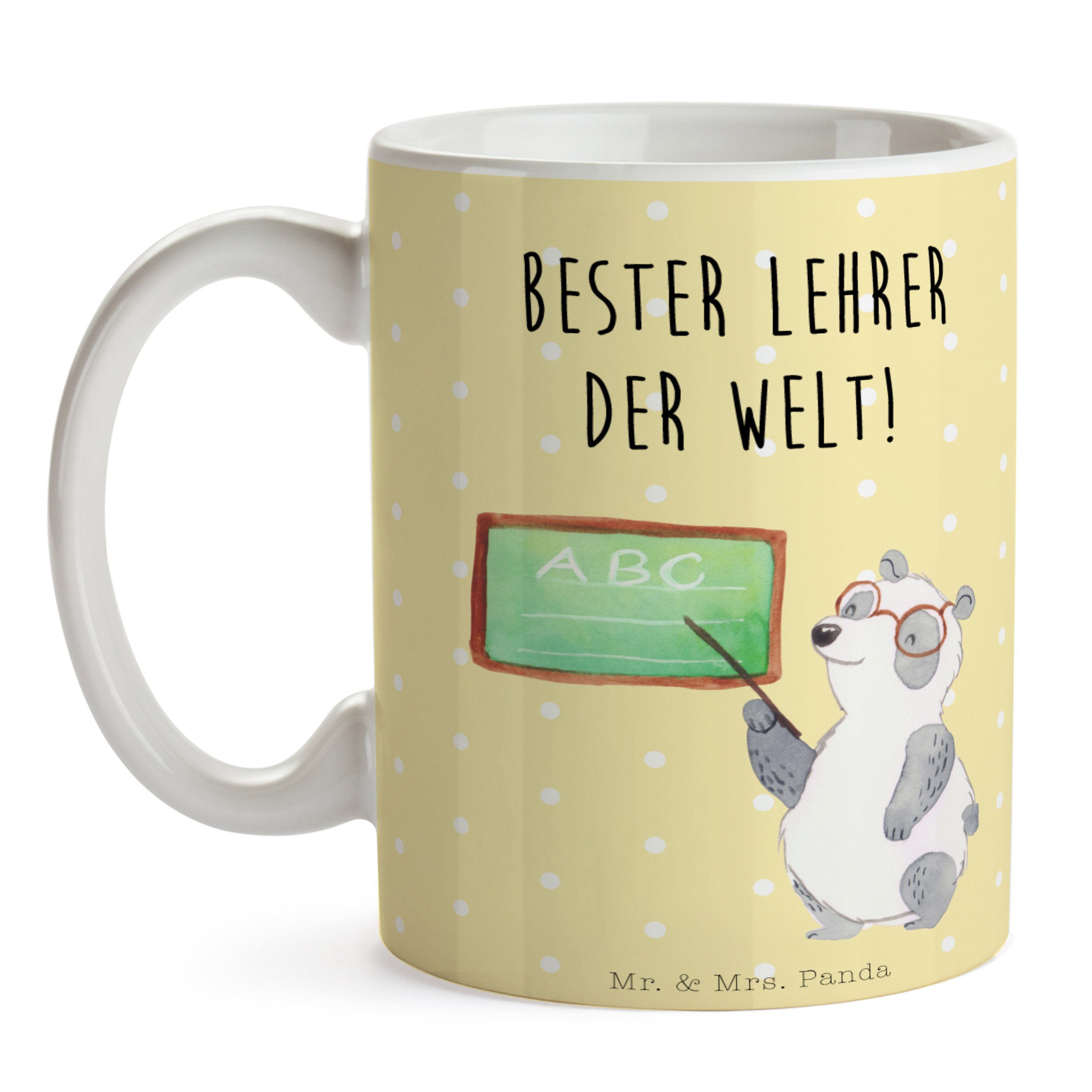 Mr. & Gelb Keramiktasse, Geschenk, - Panda Panda - Mrs. Sprüche, Keramik Lehrer lustige Tasse Pastell