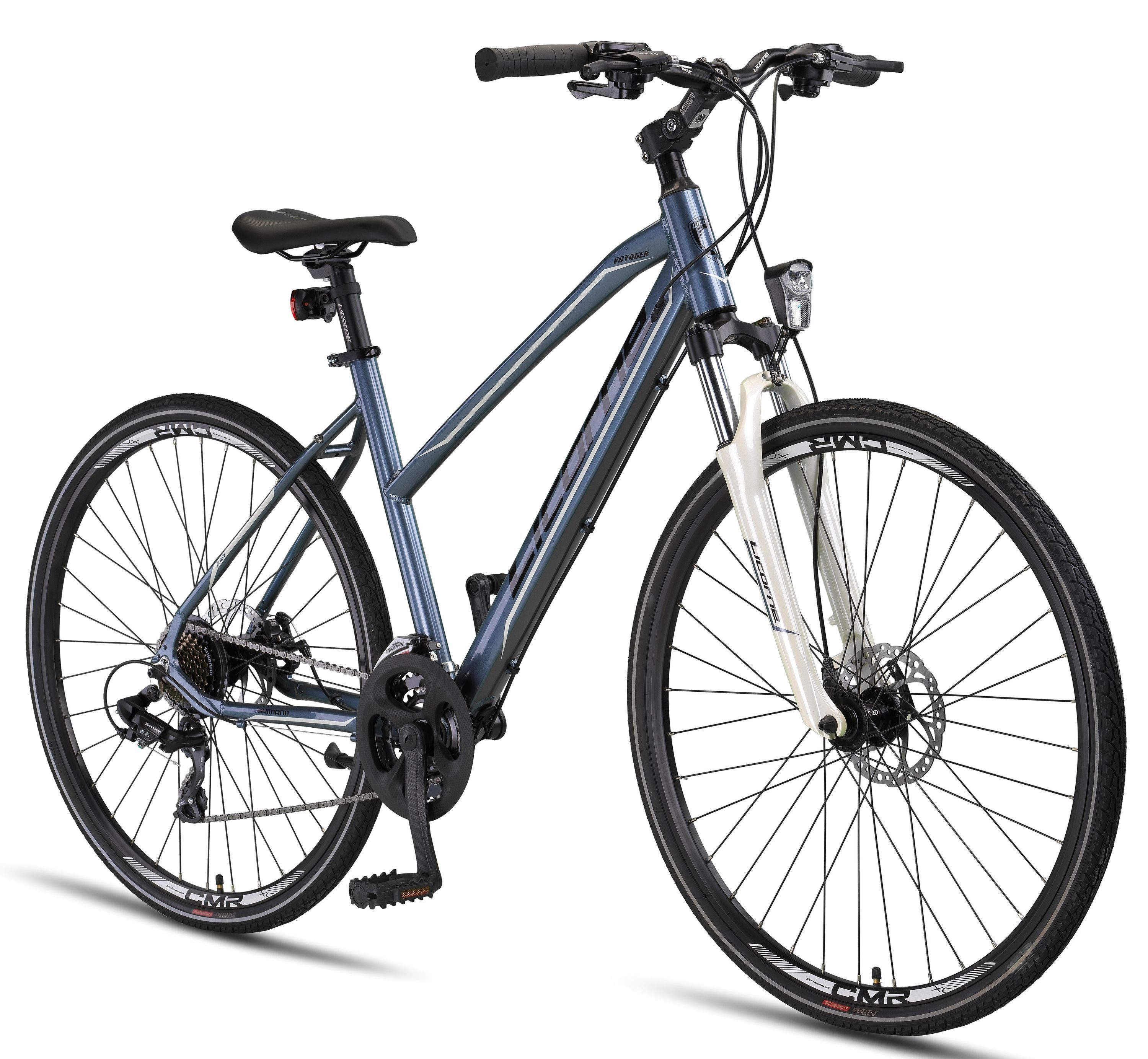 Licorne Bike Trekkingrad Licorne Bike Premium Voyager Crossbike in 28 Zoll, 21 Gang Anthrazit