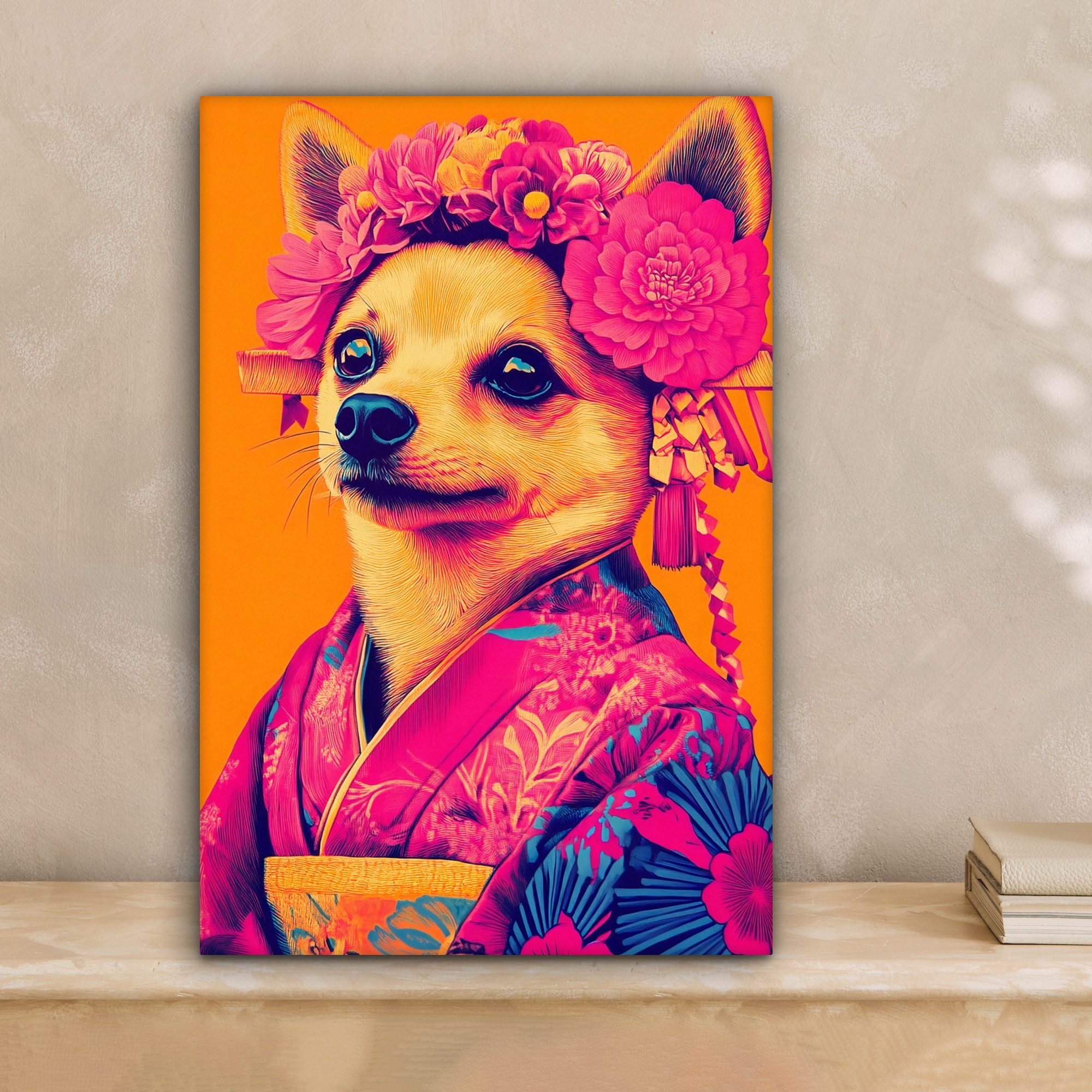 OneMillionCanvasses® Leinwandbild Kimono - Hündchen - günstig online kaufen