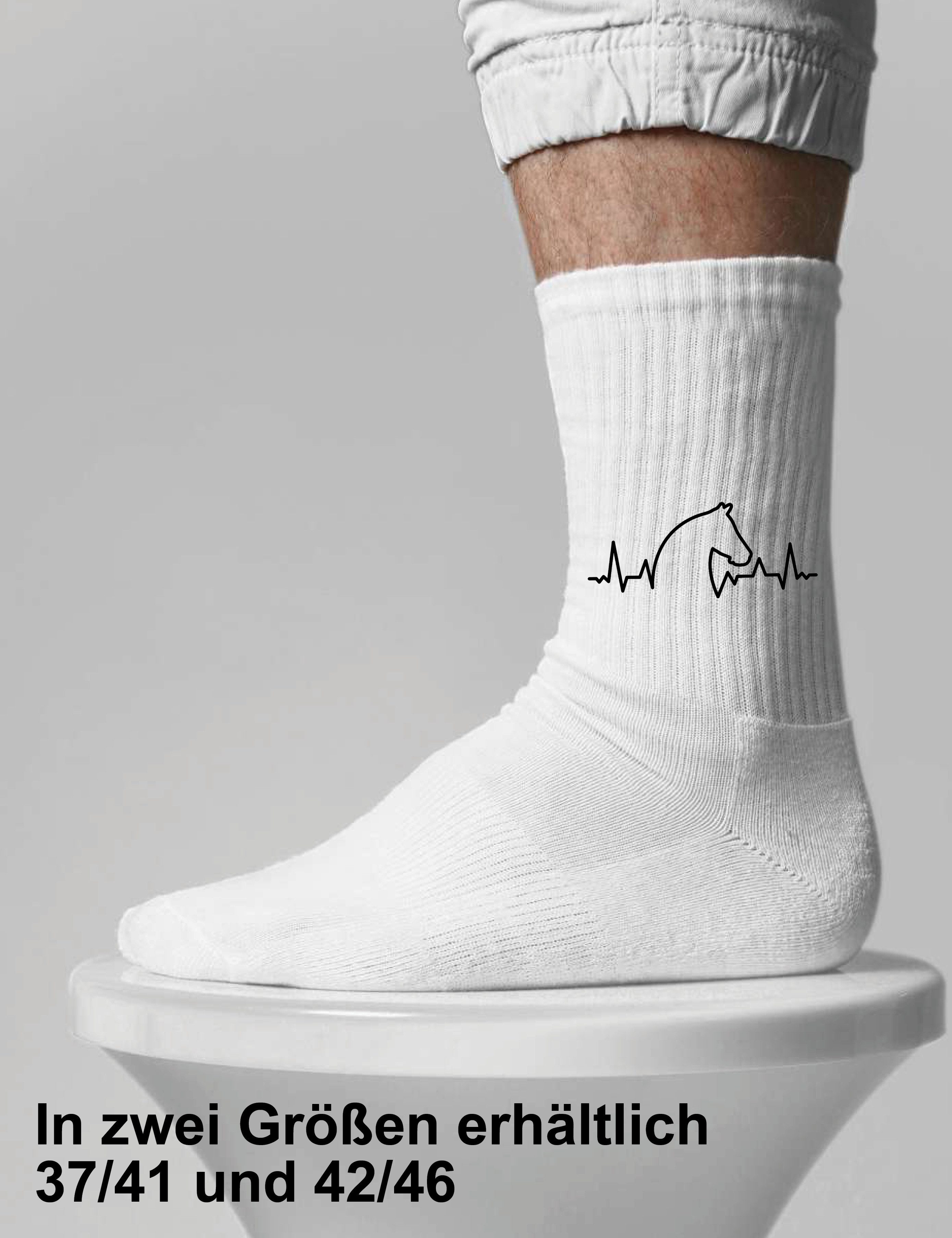 Youth Designz Tennissocken Unisex Socken "Heartbeat Pferd" Aufdruck lustig Geschenk Statement mit verstärkter Verse und Zehenbereich