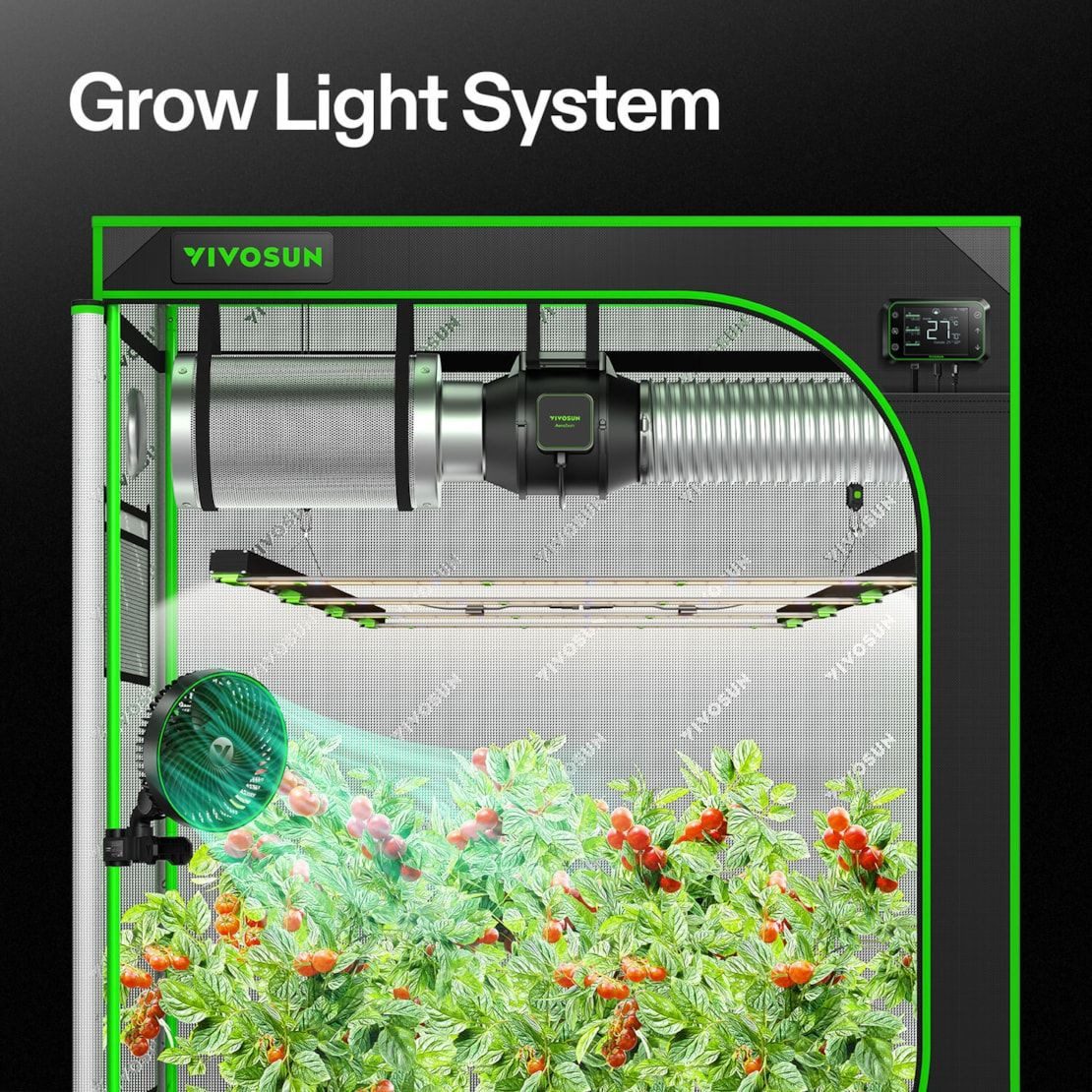 VIVOSUN Pflanzenlampe VIVOSUN VSFD Vollspektrum LED Growlampe, LED fest integriert, Vollspektrum, VSFD4500 LED 450W mit 6 Dimmstufen