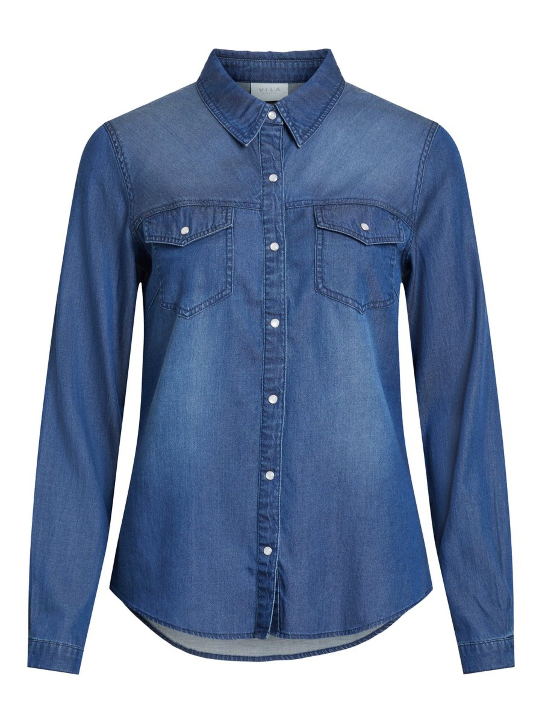 Vila Jeansbluse VIBista (1-tlg) Drapiert/gerafft günstig online kaufen