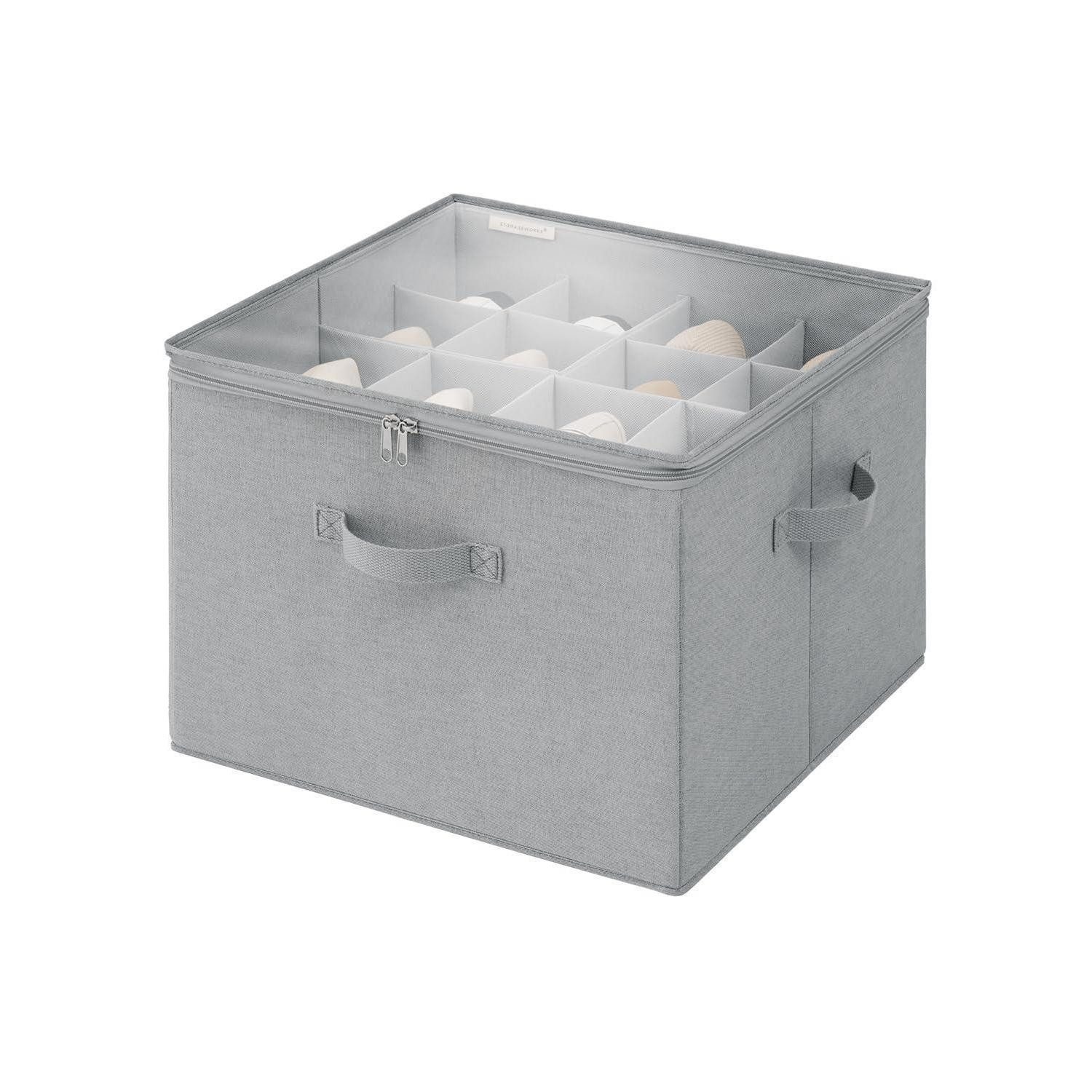 LuxusKollektion Schuhbox Schuhaufbewahrung mit Deckel, 16 Paar, grau (1 St)