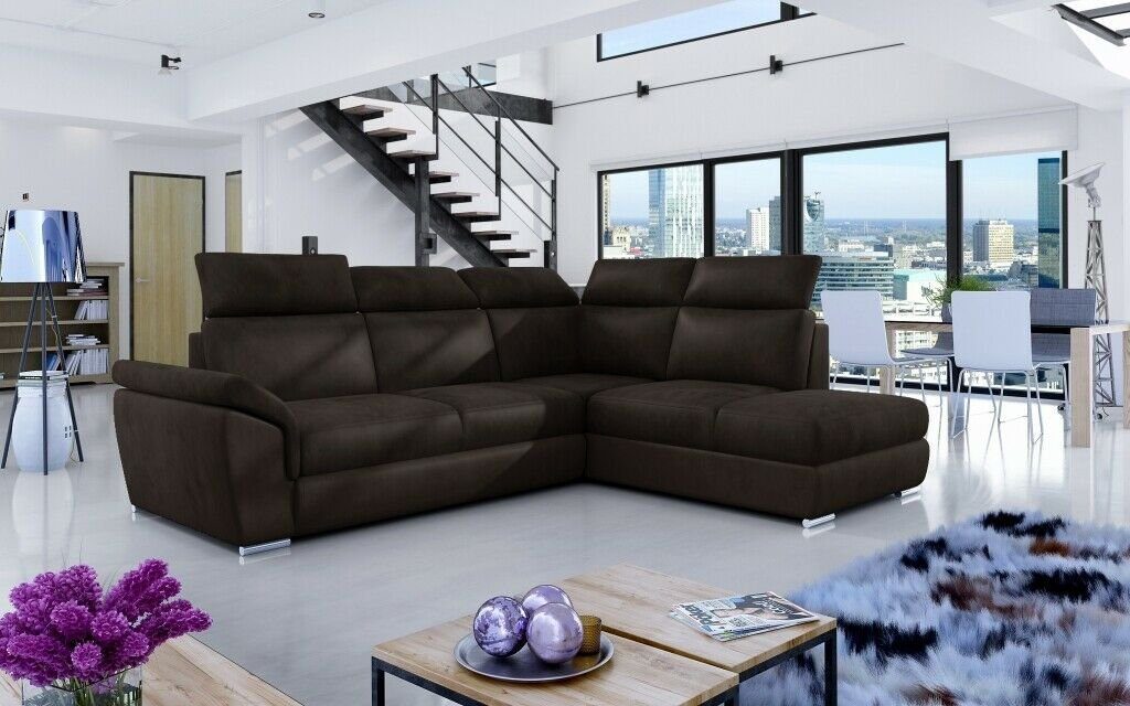 Stoff Sofa Textil Ecksofa, Ecksofa Braun Couch Polster JVmoebel L-Form Modern Design