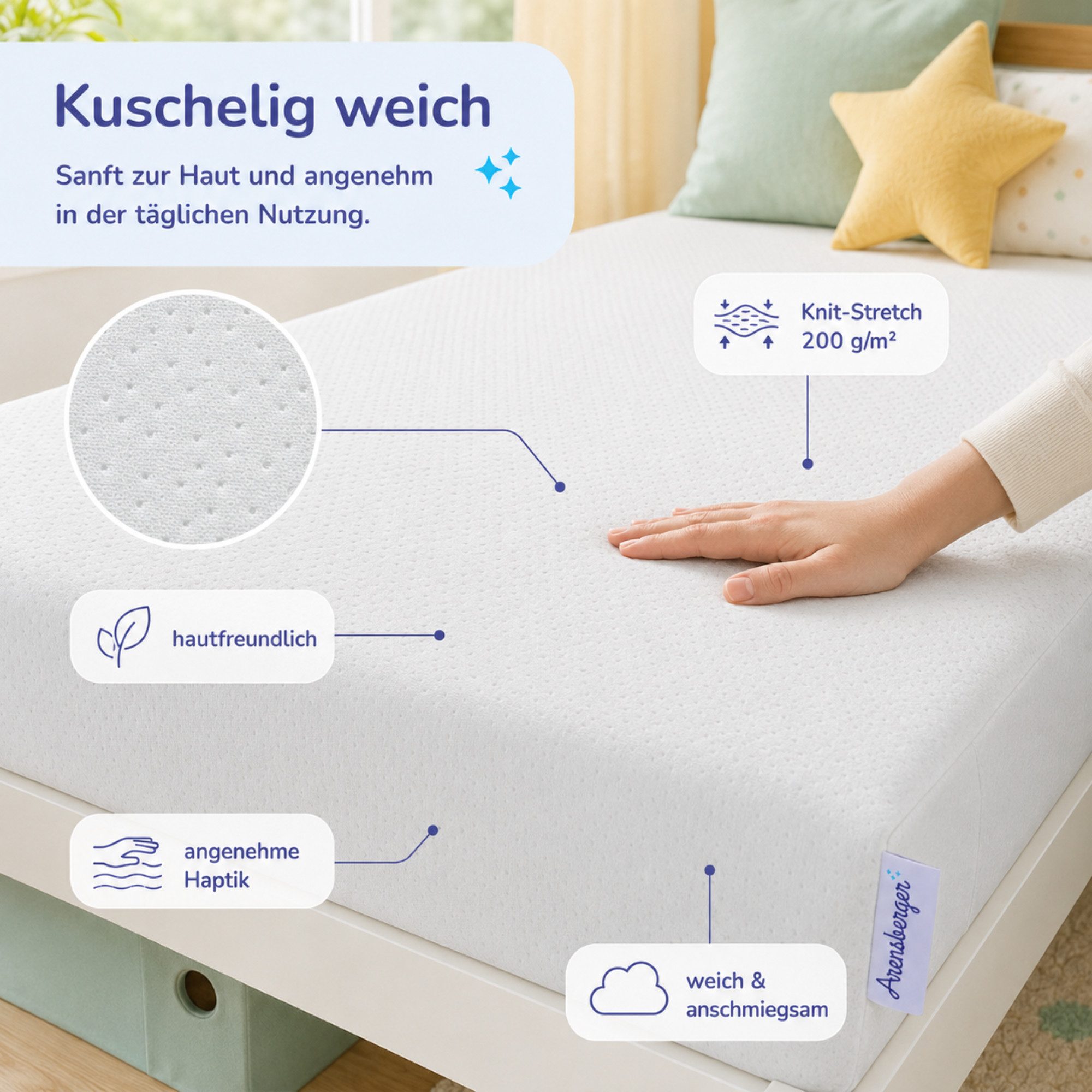 Babymatratze NORA Matratze, Gelschaum, 12 cm, allergikerfreundlich, Baby, Arensberger, 12 cm hoch, (80 x 160 cm, 80x160cm), waschbarer Bezug, kühlend, 60x120 70 – Bild 4 von 5