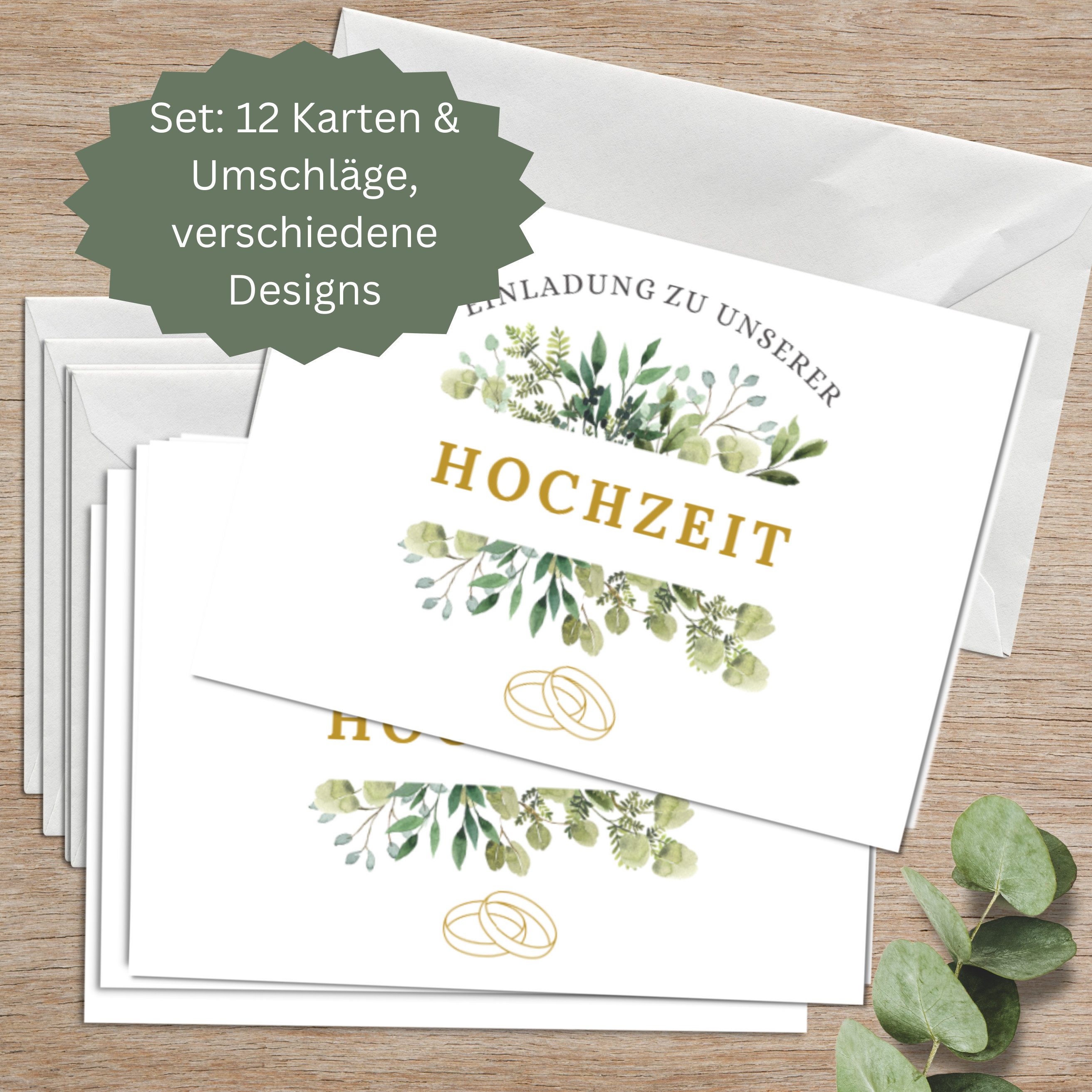 Briefzauber Einladungskarten 12x Hochzeit Einladungskarten mit 12x Umschlägen – Bild 2 von 5