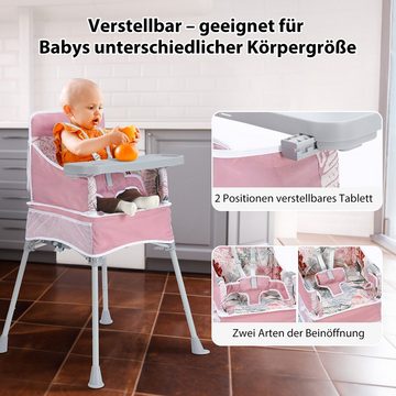 Ezebaby Hochstuhl Baby Camping Stuhl Faltbar Kinderstuhl mit Tablett und Tragtasche