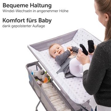 Fillikid Wickelkommode Exklusiv Circle - Grau, Baby Wickelkombi Wickelkommode Wickeltisch klappbar mit Fächern