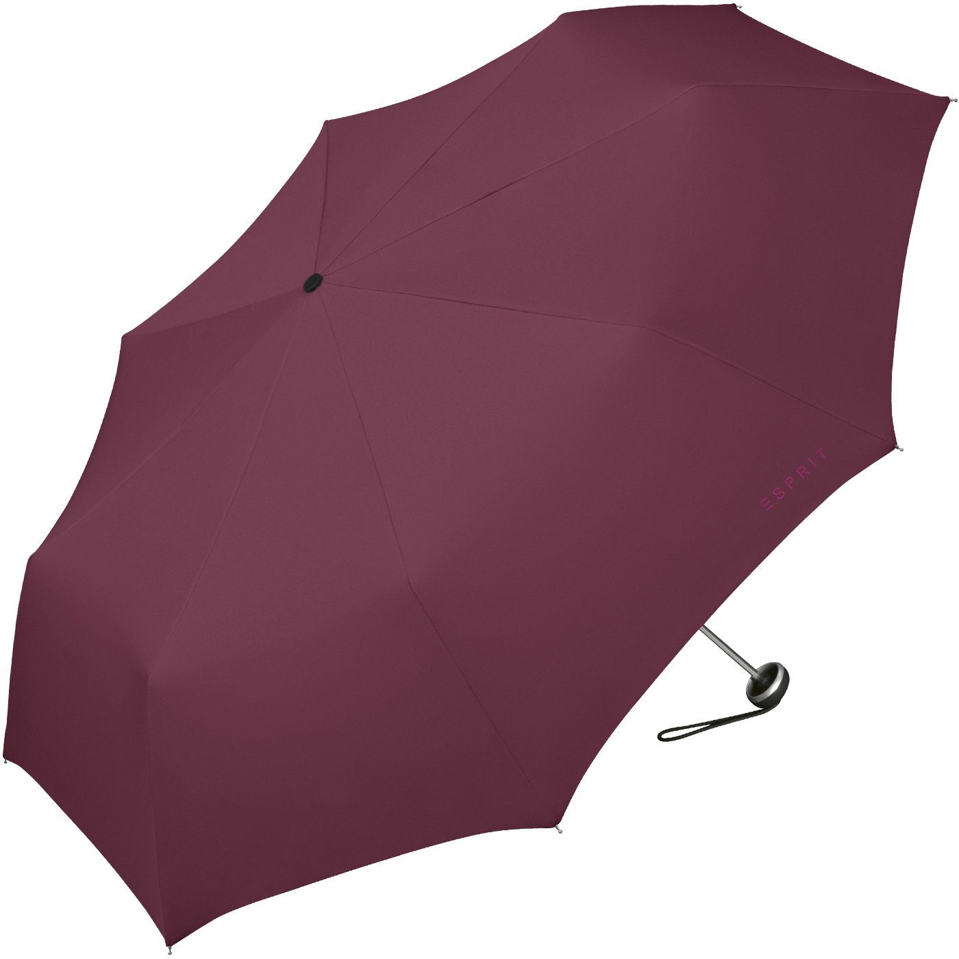 Esprit Taschenregenschirm leichter, Damen, in maroon bordeaux handlicher für Schirm modischen banner - Farben Begleiter