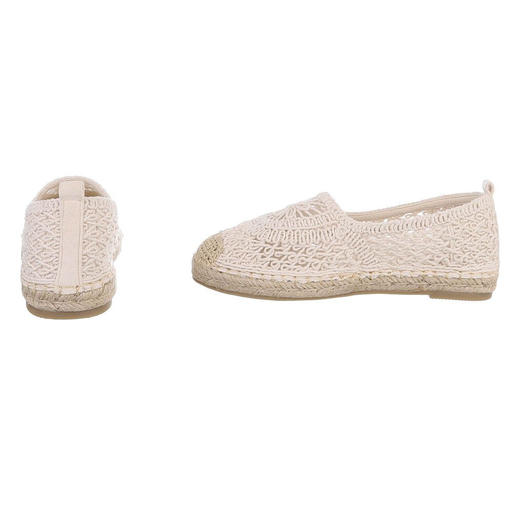 Ital-Design Häkel-Espadrille für Damen, leicht und bequem, Freizeitshoes Slipper (91409642) Flach Mokassins in Beige – Bild 5 von 5