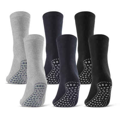 sockenkauf24 ABS-Socken 3 oder 6 Paar "Premium" Anti Rutsch Socken Damen Herren (Schwarz, Blau, Grau, 6-Paar, 35-38) ABS Socken Noppen Stoppersocken - 8600 WP