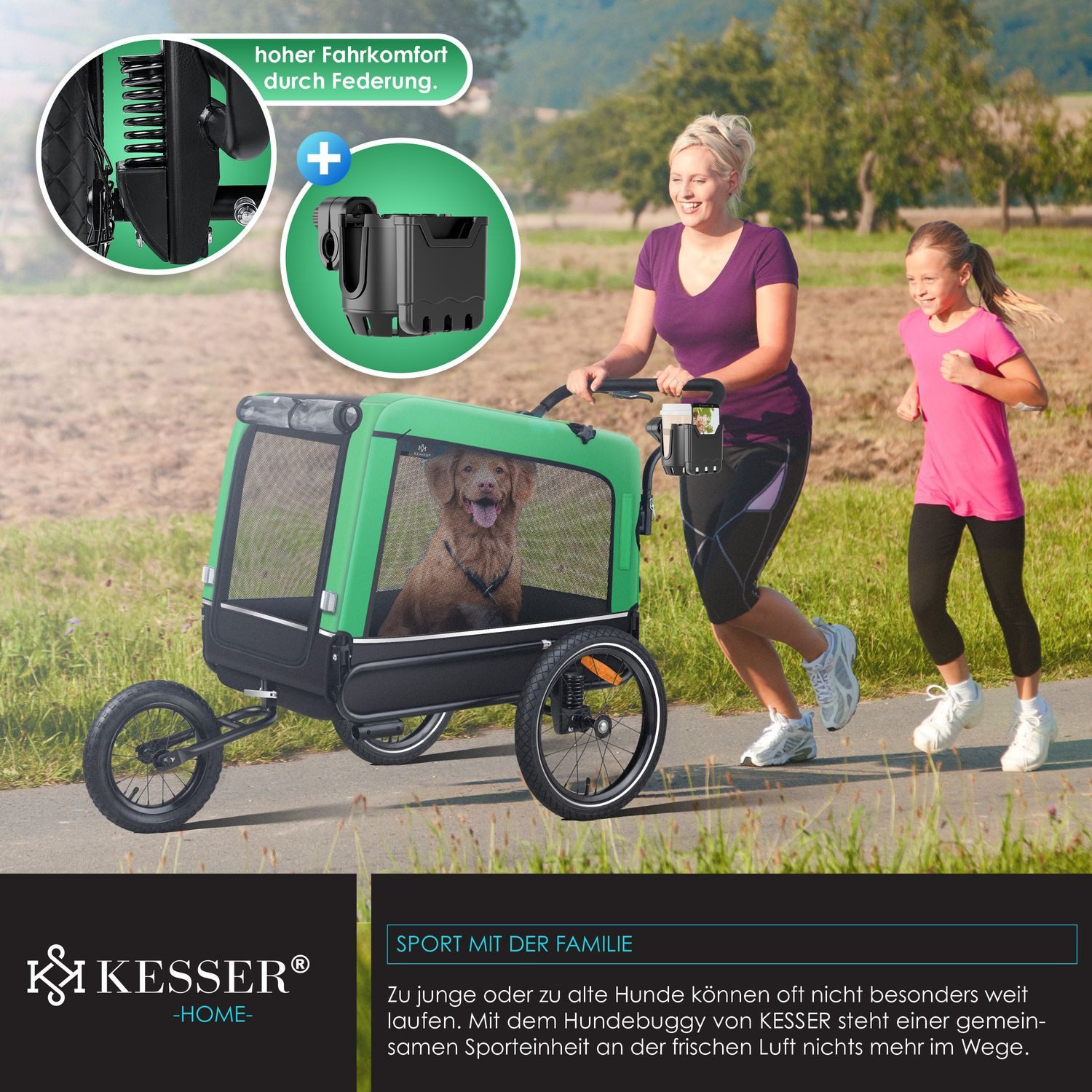 KESSER bicycle dog trailer, dog trailer Boxer 3-in-1 dog buggy jogger bicycle trailer