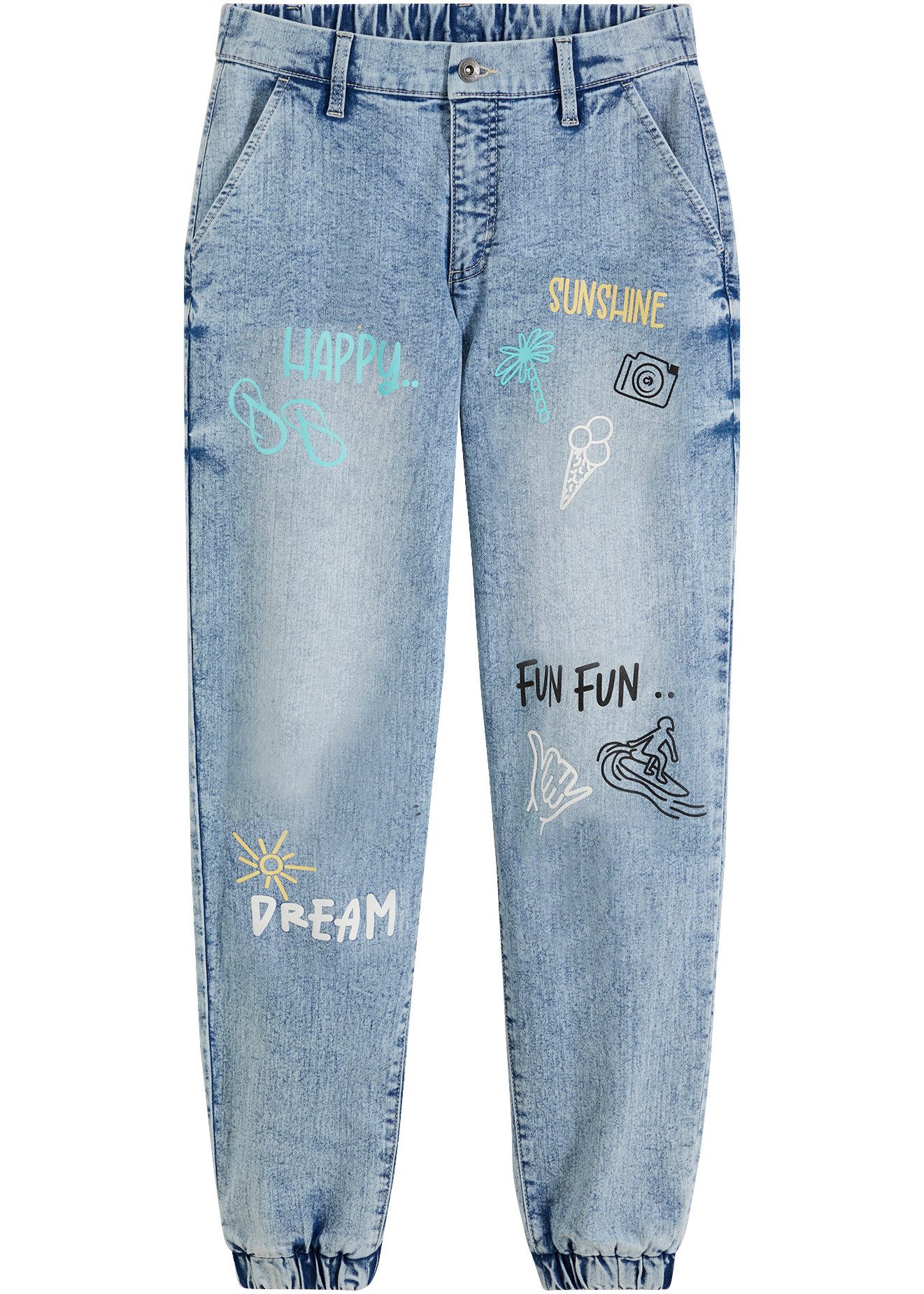 bonprix Loose-fit-Jeans mit sommerlichem Print, Barrel-Style, in verschiedenen Größen – Bild 4 von 5
