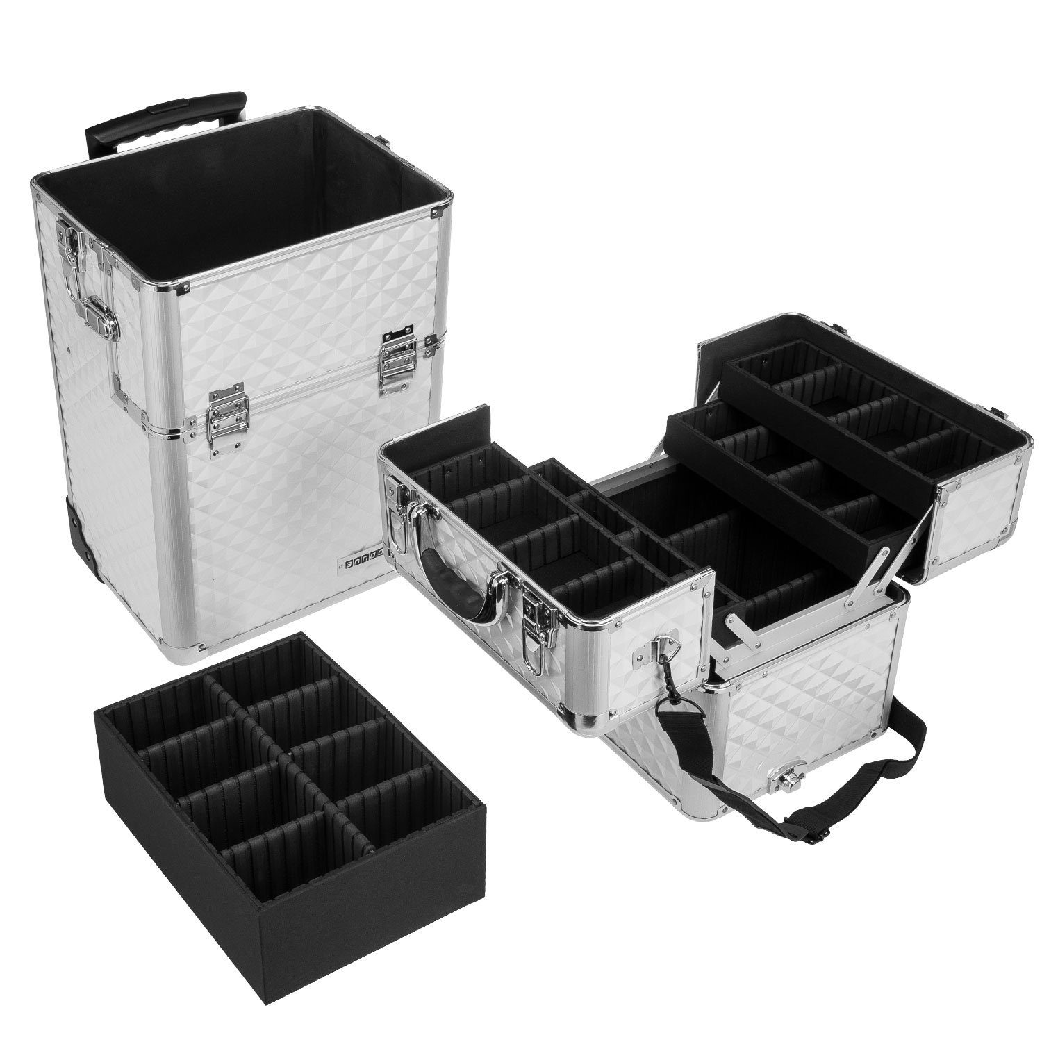 anndora Trolley 60 L Rollkoffer Beautycase, 2 Rollen, ausziehbarer Teleskopgriff - abschließbare Schnappverschlüsse
