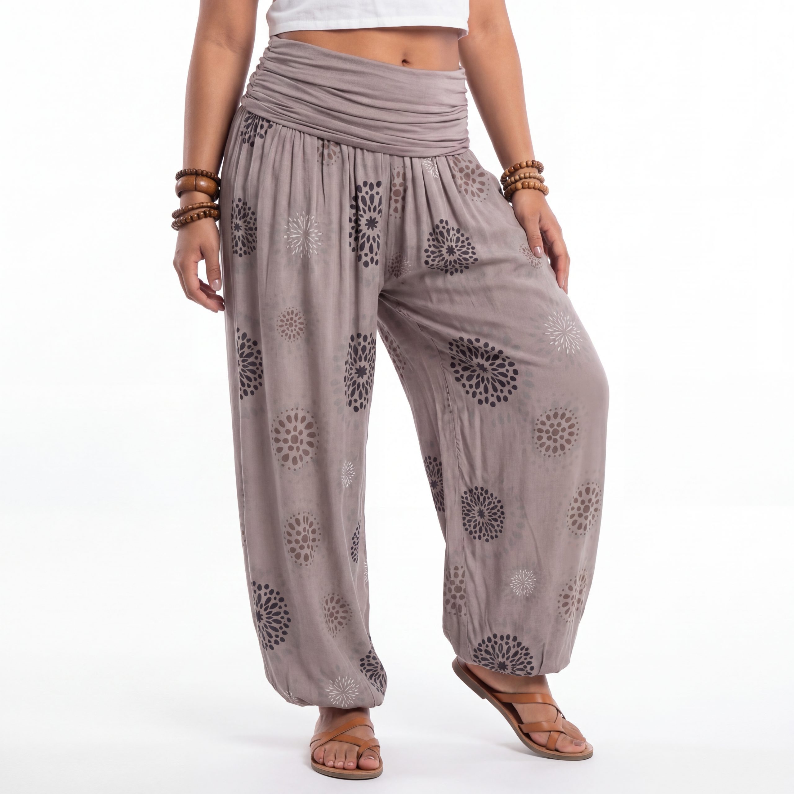 OriginalYou Haremshose Pluderhose für Damen leichte Haremshose sommerliche Yogahose Middle Waist, mit elastischem Bund, weites Bein