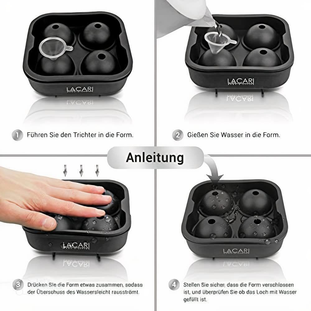 LACARI Eiswürfelform silikon mit Deckel 3-tlg für 16 x Eiswürfel, (Set 3-tlg), auslaufsicher, spülmaschinenfest