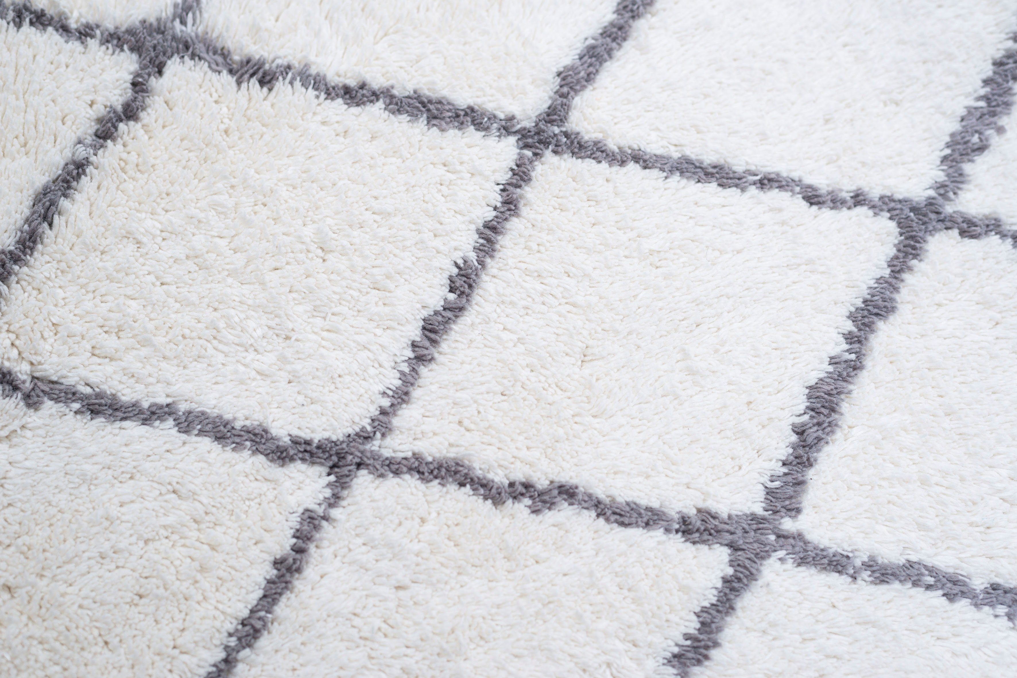 TOM TAILOR HOME Badematte Ethno Bath, Höhe 20 mm, fußbodenheizungsgeeignet, Baumwolle, rechteckig, Badteppich, Berber Look, Rauten Muster, mit Fransen, reine Baumwolle