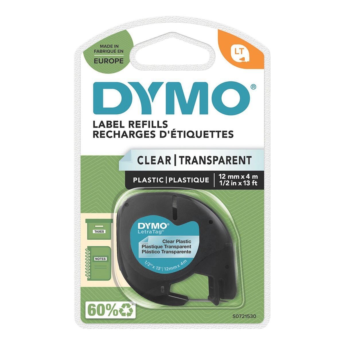 DYMO Beschriftungsband schwarz auf transparent | Kugelschreiber