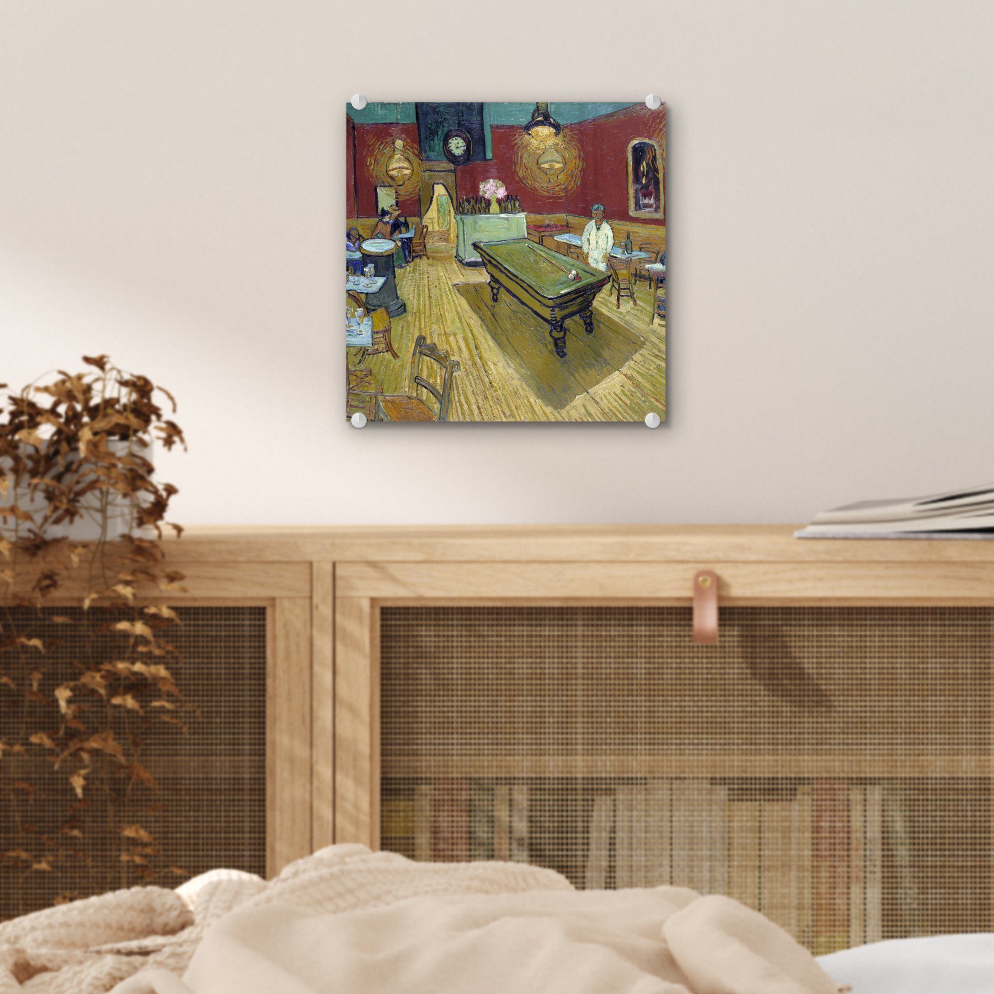 Das Wanddekoration Glas MuchoWow Nachtcafé - - Vincent St), Foto Glas Gemälde auf Gogh, - - van (1 auf Wandbild Acrylglasbild Bilder von Glasbilder
