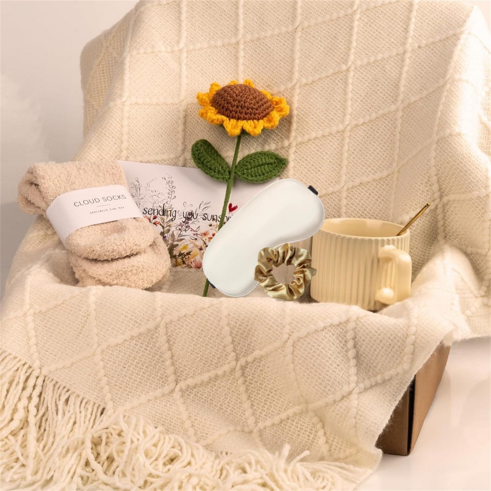 Wohndecke Pflege-Geschenkbox 8tlg, Sonnenblume Sonnenschein-Geschenkbox, HOMELIVE, Frauen Freundschaft Mutter Schwester Ehefrau Kollegin