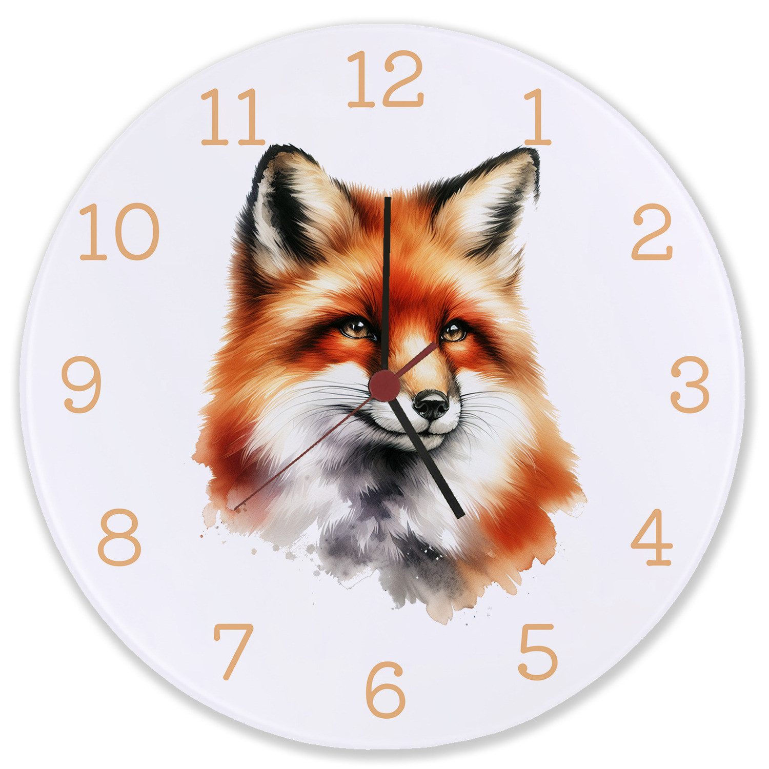 speecheese Wanduhr Fuchs Porträt Aquarell Wanduhr günstig online kaufen