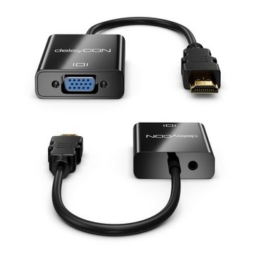 deleyCON deleyCON HDMI zu VGA Konverter 1 HDMI Eingang 1 VGA Ausgang 3,5mm Audio- & Video-Adapter