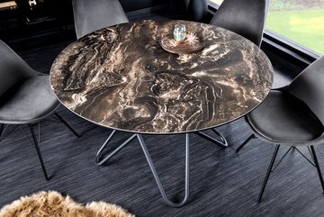 riess-ambiente Esstisch ELLIPSE 120cm taupe / schwarz (Einzelartikel, 1-St), Keramik · Metall · rund · Industrial Design