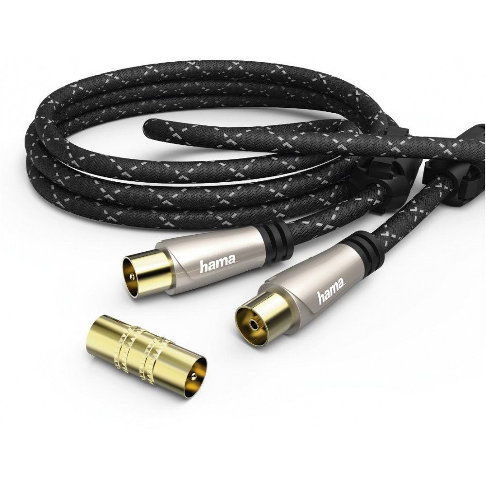 Hama Hama Antennen-Kabel 120dB 5m Koax-Stecker/Kupplung Adapter Koax-Stecker zu Koax-Kupplung
