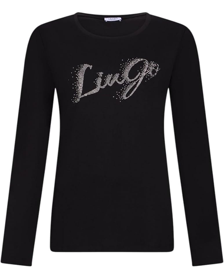 Liu Jo Langarmshirt - Longsleeve mit Strass-Logo – Shirt Langarm aus Baumwolle