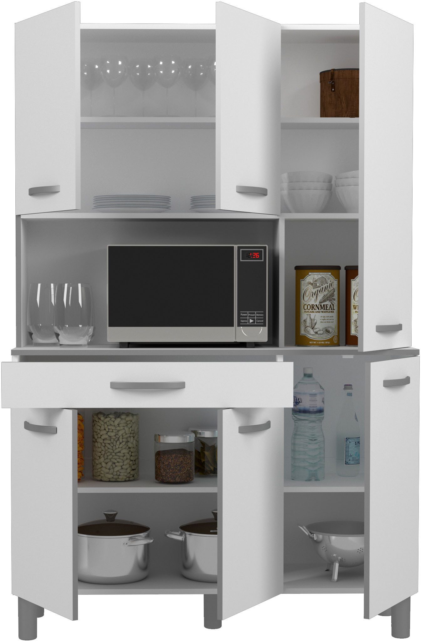 Parisot Buffet Season 22, Made in Europe, viel Stauraum (1-St., B/H/T ca. 120x185x40) 6 Türen, Regale, Arbeitsfläche, Schublade, ohne Elektrogeräte