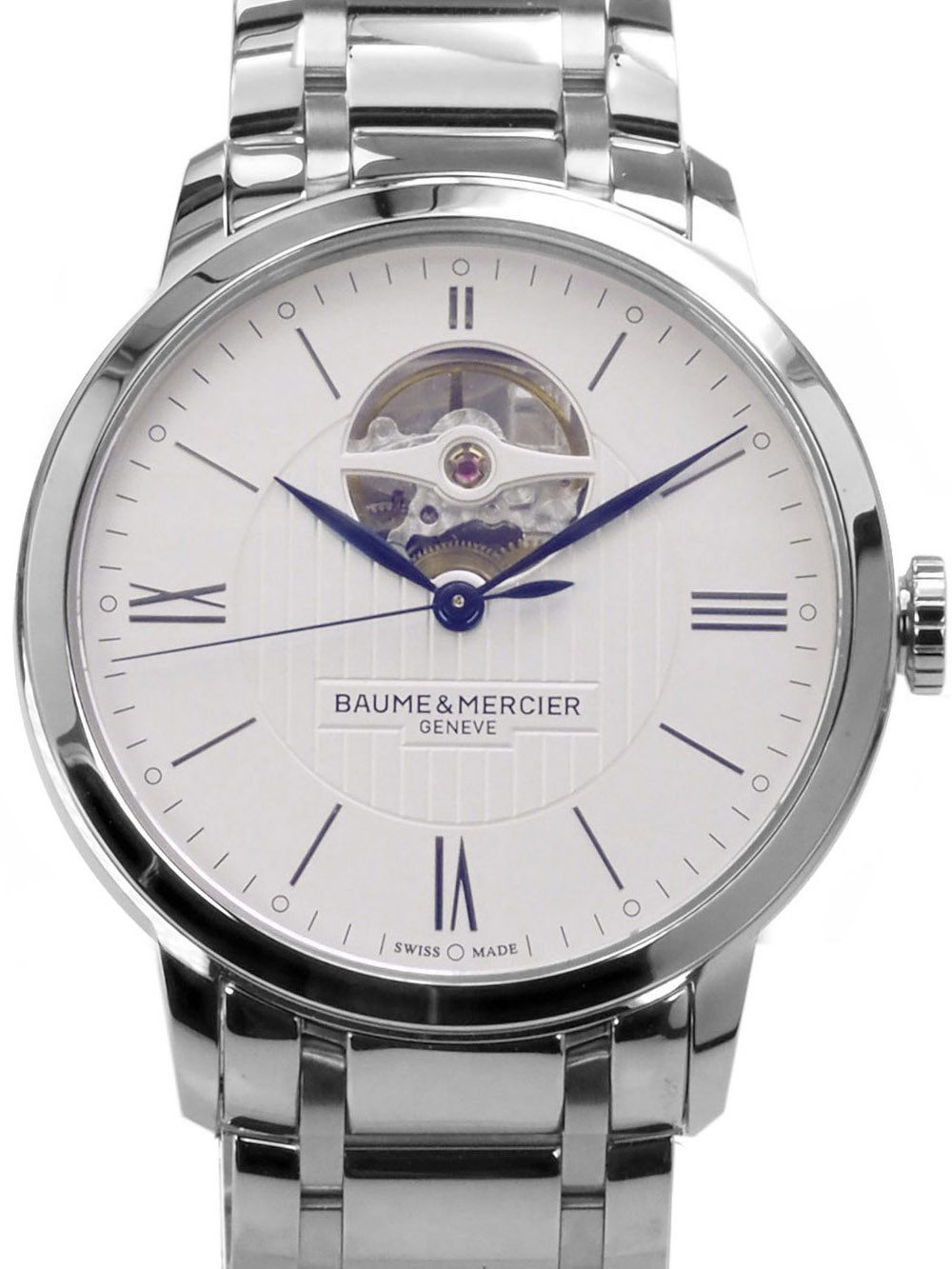 Baume & Mercier Automatikuhr Swiss Made Herren Uhr M0A10275 Classima XL 40 mm Ø, offene Unruh, Glasboden