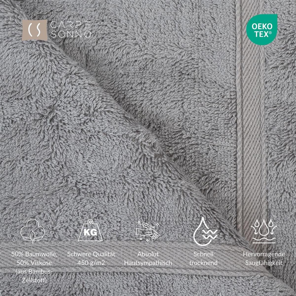 Carpe Sonno Handtuch Set Gästetuch Handtuch Duschtuch Saunahandtuch 30x50 50x100 70x140 70x200, Frottier (Spar-Set, 4-St), Handtücher 50x100 cm - 450g/m2, Frottee Grau