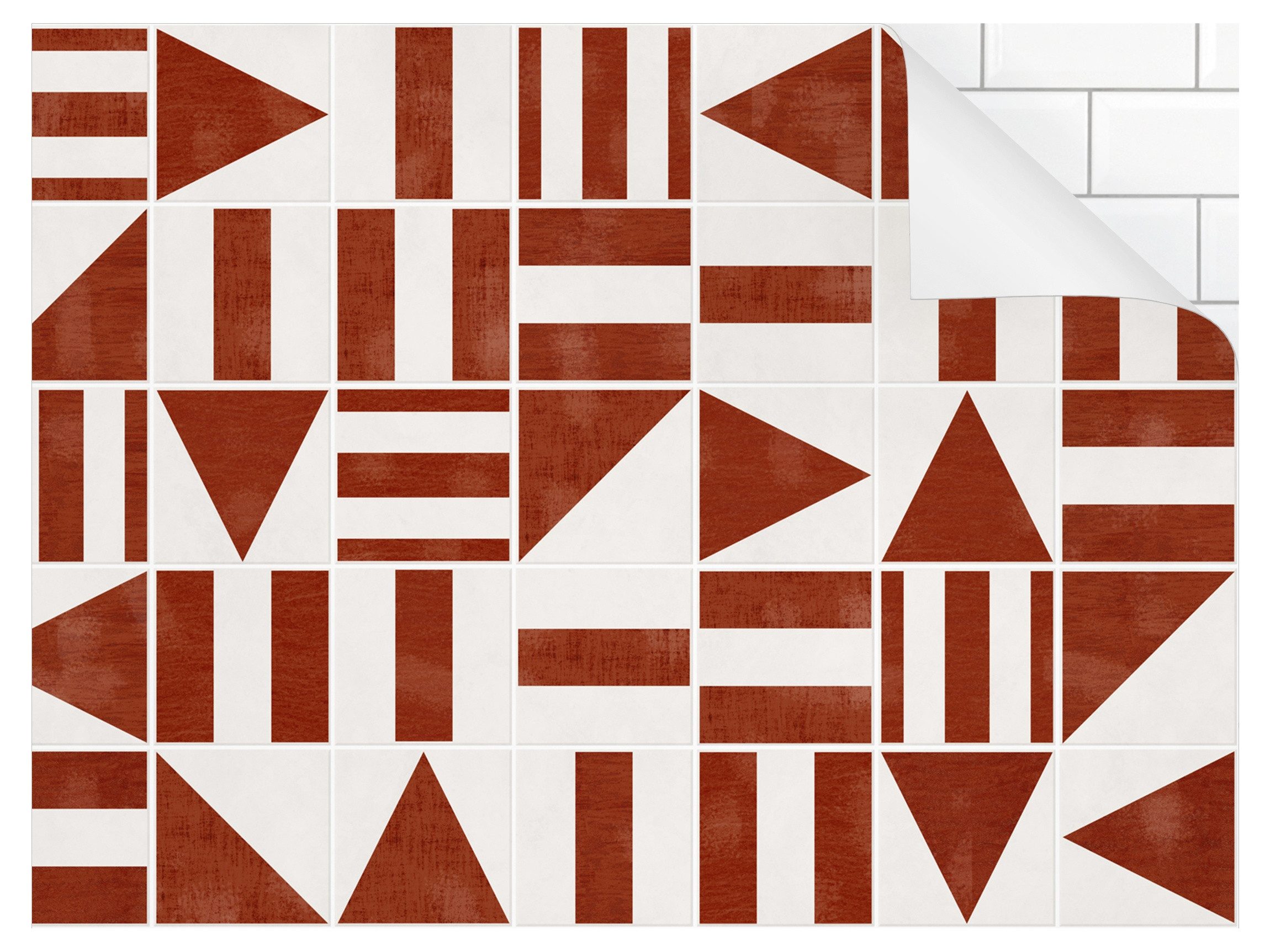 Bilderdepot24 Küchenrückwand selbstklebend rot Muster, (1-tlg., Nischenrückwand - für Fliesenspiegel ohne Bohren - glänzend), Nischenrückwand Fliesenoptik fugenlos Wandpaneel Küche Herd