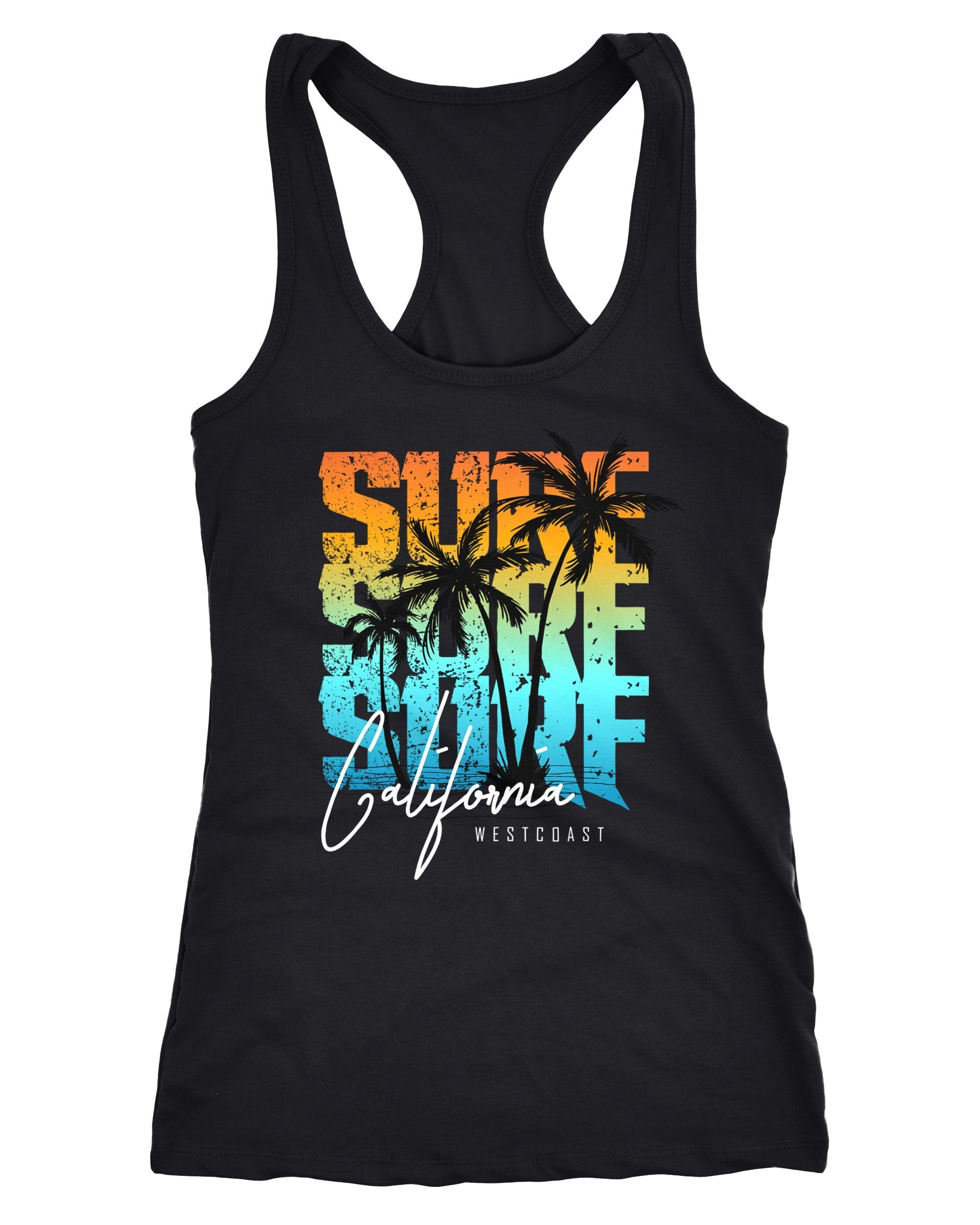 Neverless Tanktop Damen Tank-Top Sommer Surf California Palmen Racerback Neverless®