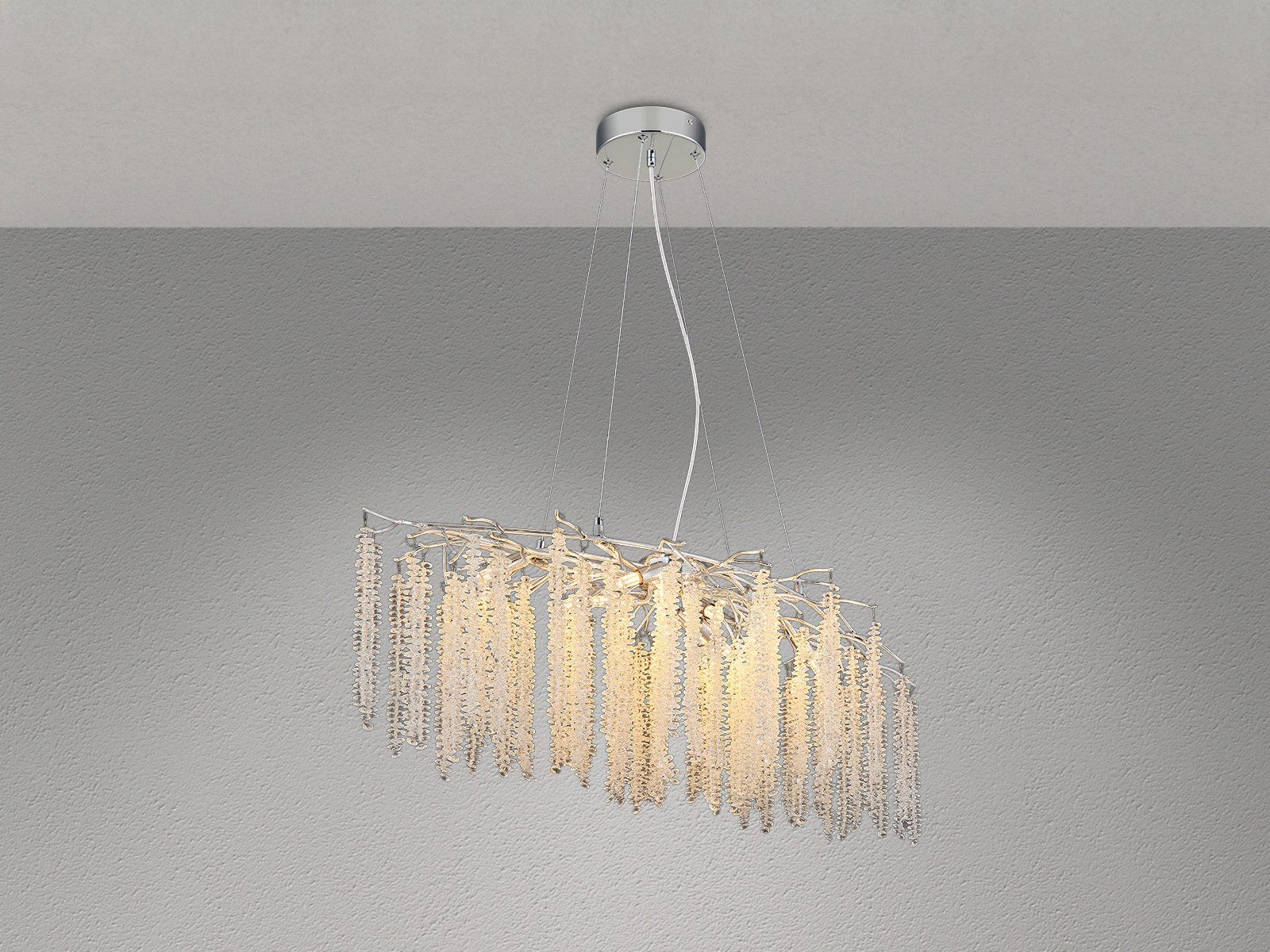 GLOBO LIGHTING LED Kronleuchter mit Glas Kristall Rispen Breite 100cm, Dimmfunktion, LED wechselbar, warmweiß, ausgefallene Designer Esstisch-Lampe Lüster hängend inkl. Leuchtmittel