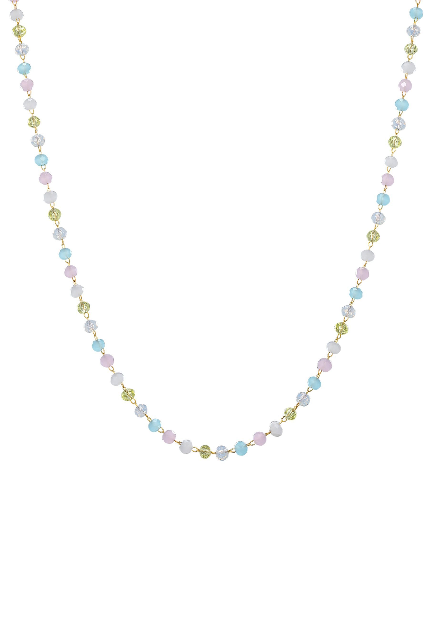 Hey Happiness Statementkette Farbige Kugeln, zur Auswahl Pastell / Bunt, Multicolor Damen Halskette mit Steinkugeln, für Beach & Sommer