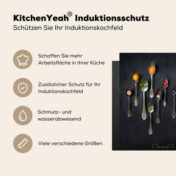 MuchoWow Herdblende-/Abdeckplatte Löffel - Gesund - Stilleben, Vinyl, (1 tlg), 59x52 cm, Ceranfeldabdeckung für die küche, Induktionsmatte