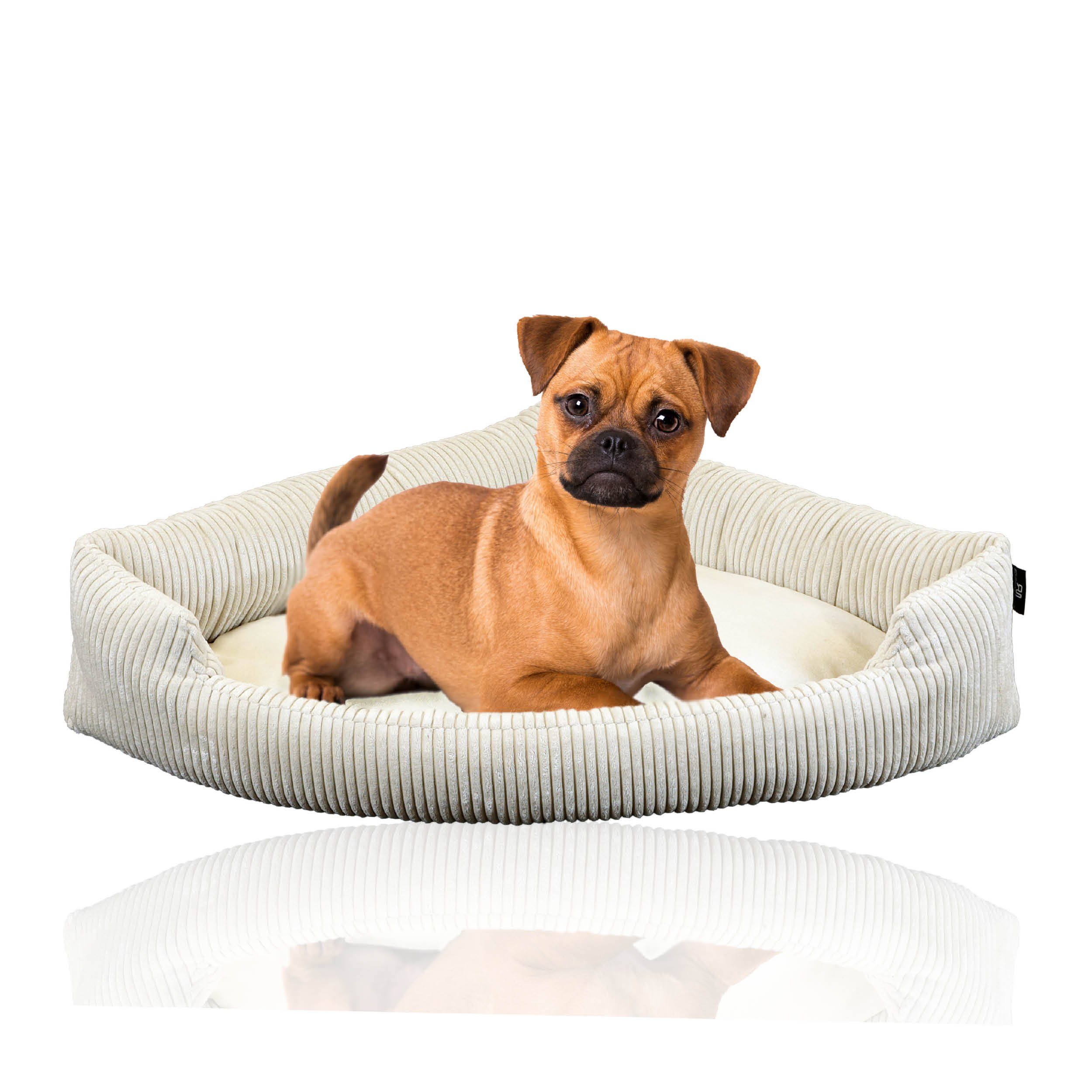Rohrschneider Tierbett XXL Eck-Hundebett für große Hunde aus Cordstoff, Hundekissen