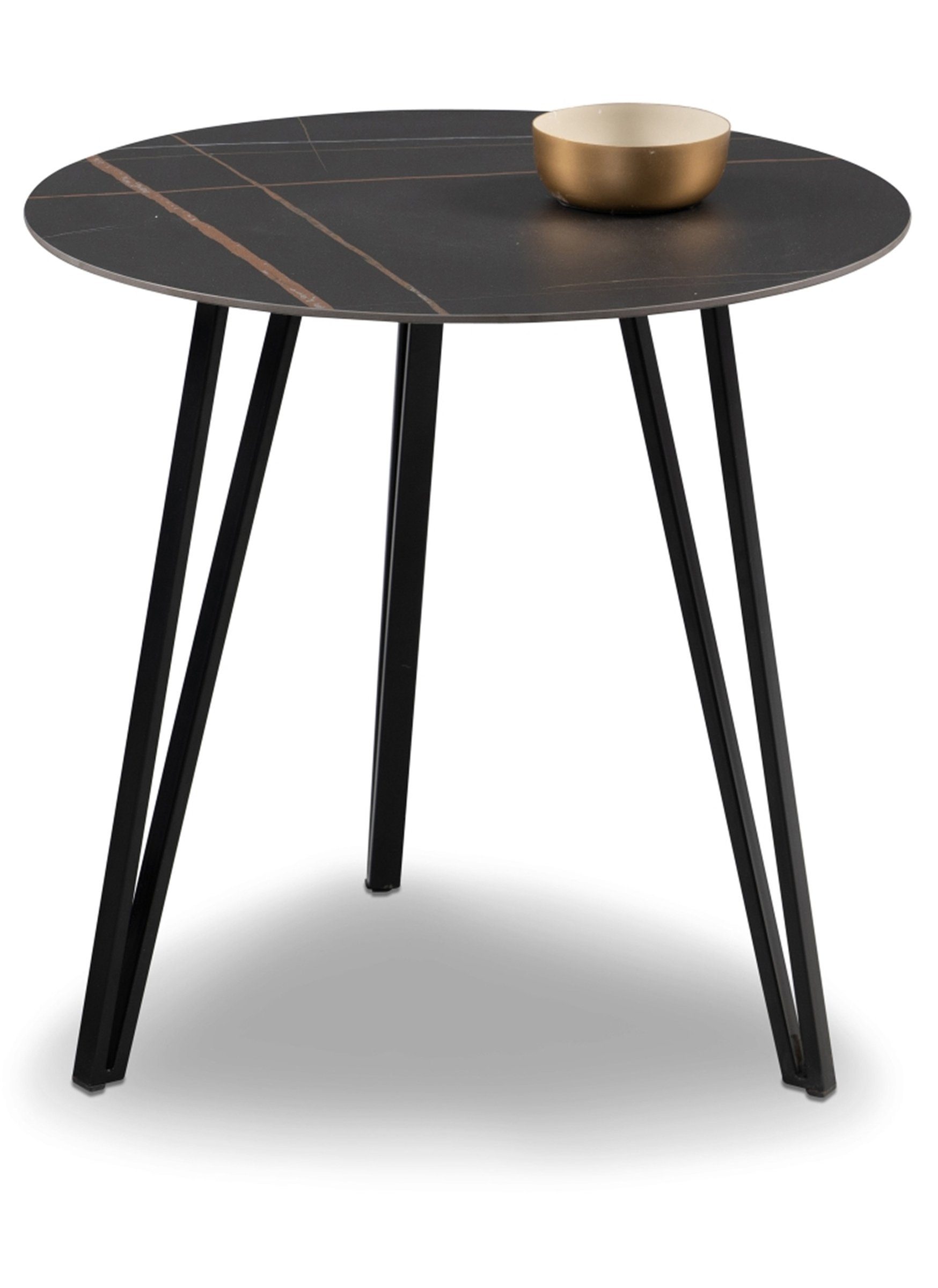 freiraum Couchtisch Liv, in schwarz / Keramik dunkel, Metall / Keramik - 50x50cm (HxD)