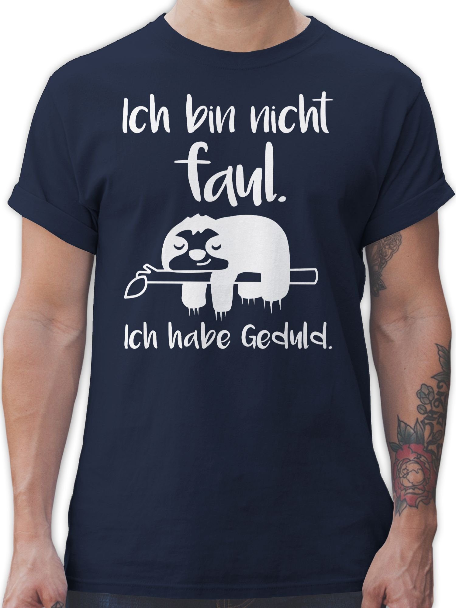 Shirtracer T-Shirt Ich bin nicht faul weiß Sprüche Statement mit Spruch 2 Navy Blau