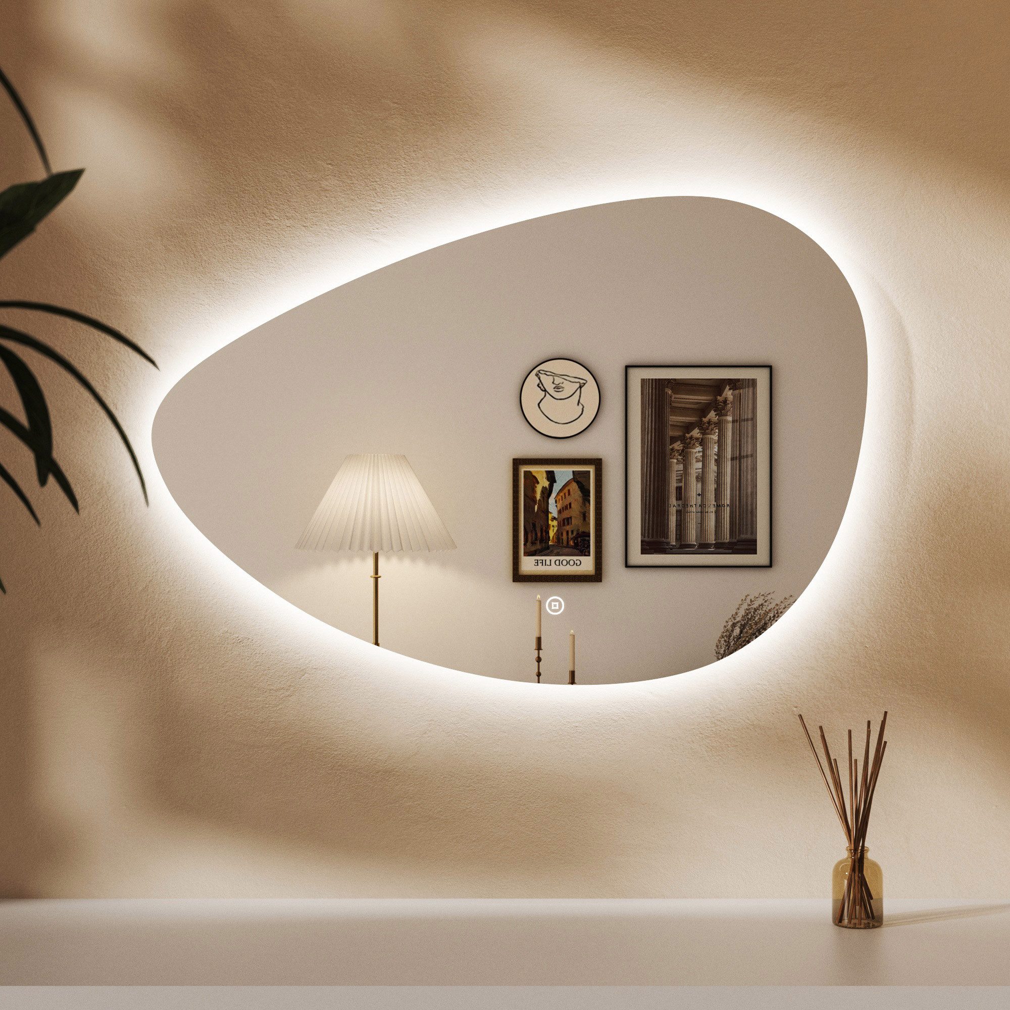 Dekospiegel Wandspiegel mit beleuchtung Flur Flurspiegel Modern Rahmenlos