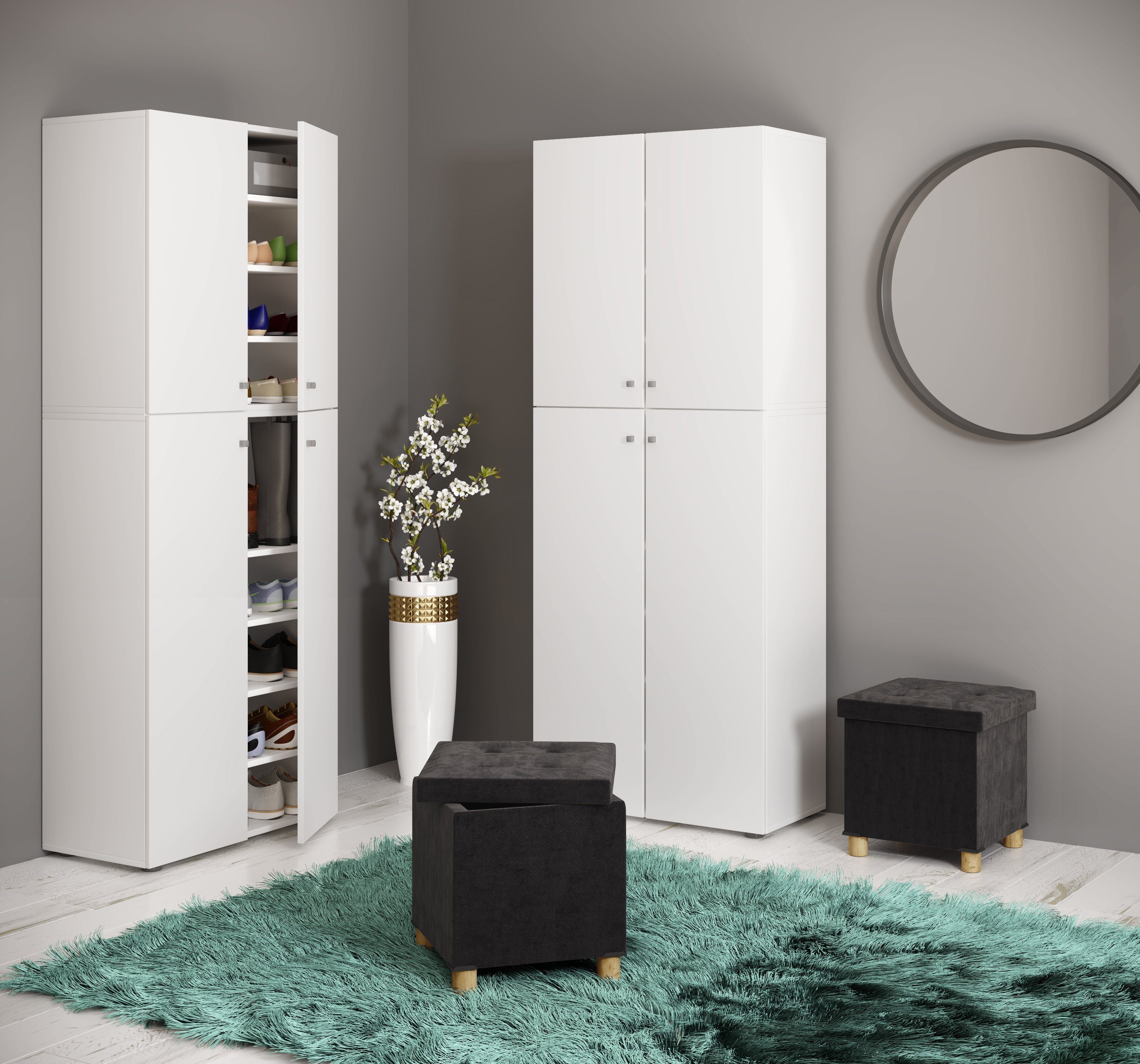 VCM Schuhbank Sizos M B. 38 x T. 38 x H. 40 cm, Stoff-Sitztruhe, Kiste für flexiblen Einsatz in allen Wohnräumen – Bild 3 von 4