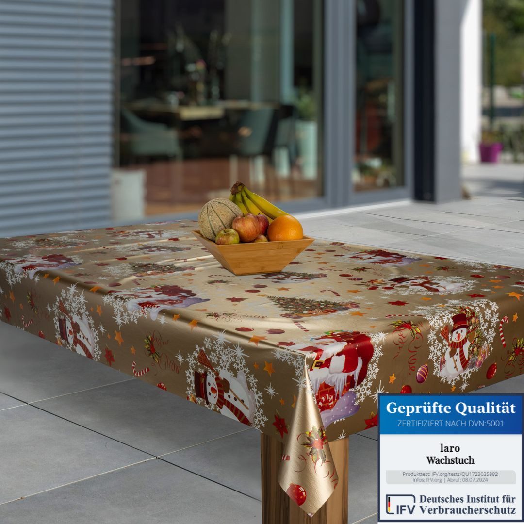 laro Tischdecke Wachstuch-Tischdecken Weihnachten Gold Schneemann rechtecki günstig online kaufen
