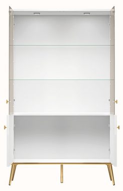 Feldmann-Wohnen Vitrine Goldin (1-St., 1-teilig) 92cm weiß matt, gold / weiß Hochglanz